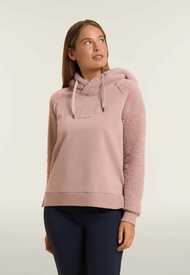 freddy-felpa-con-cappuccio-incrociato-e-maniche-in-sherpa-donna image 1