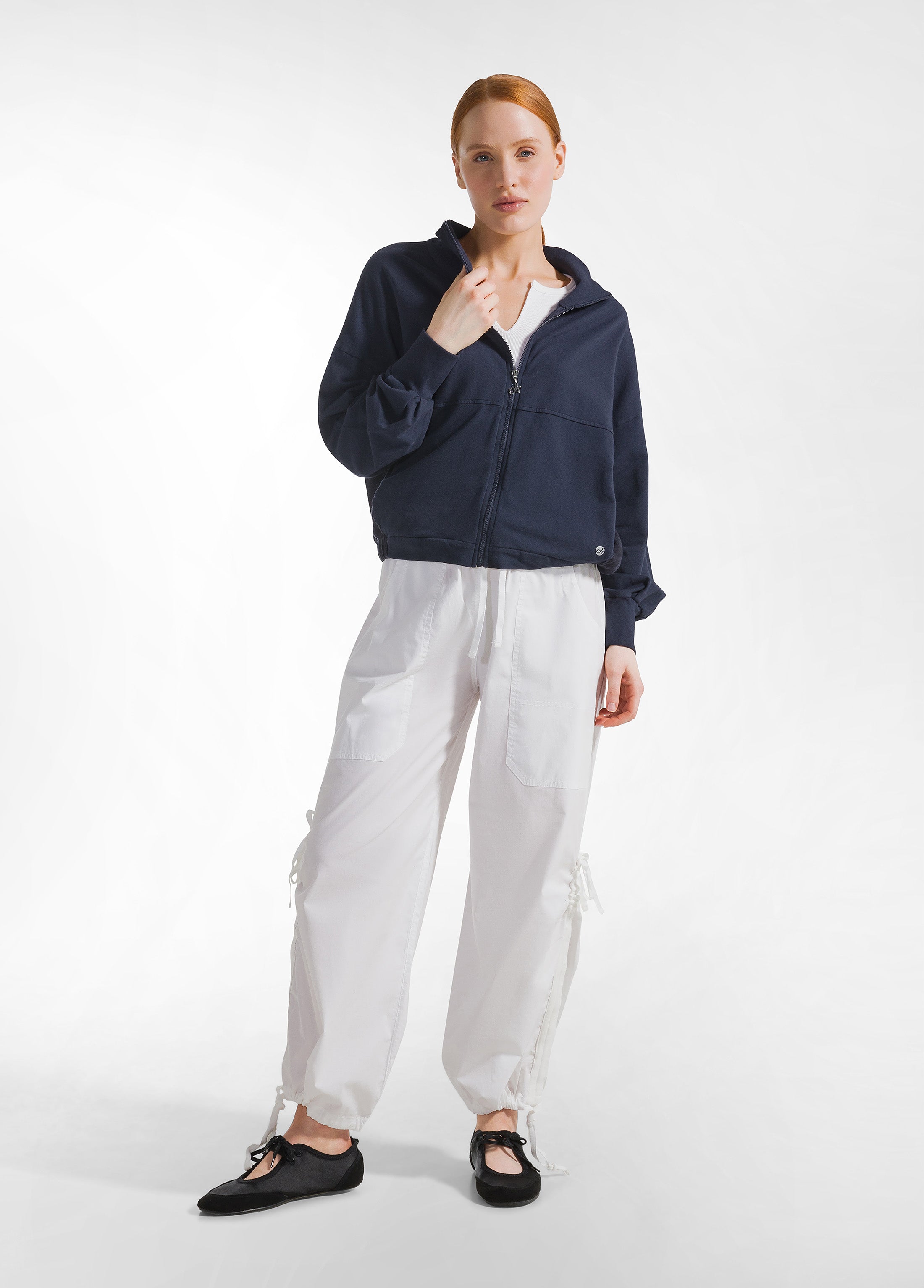 deha-felpa-con-zip-combinata-lino-cotone-blu image 4