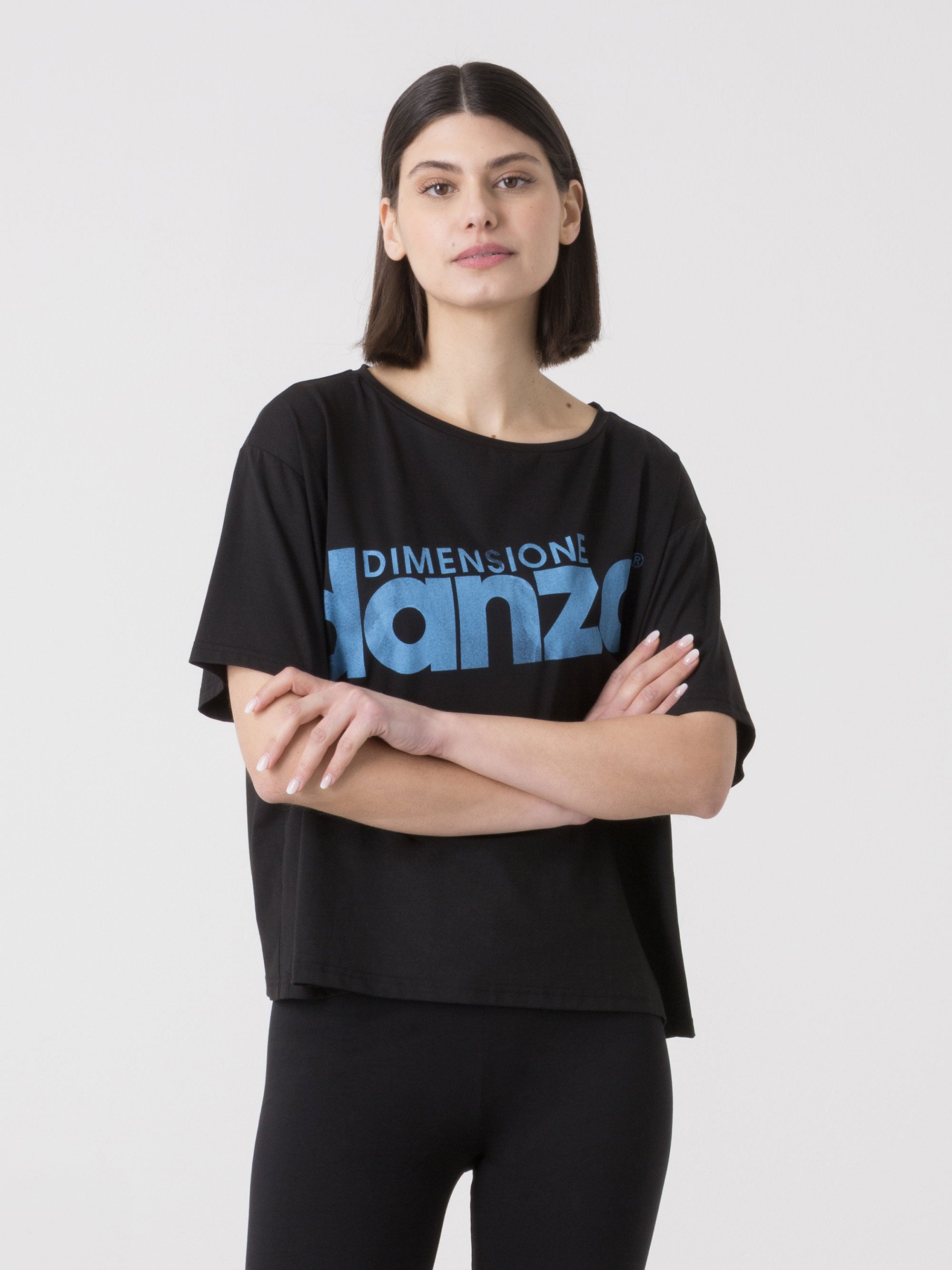 dimensione-danza-t-shirt-donna-in-modal-jersey-stretch-con-logo-frontale image 6