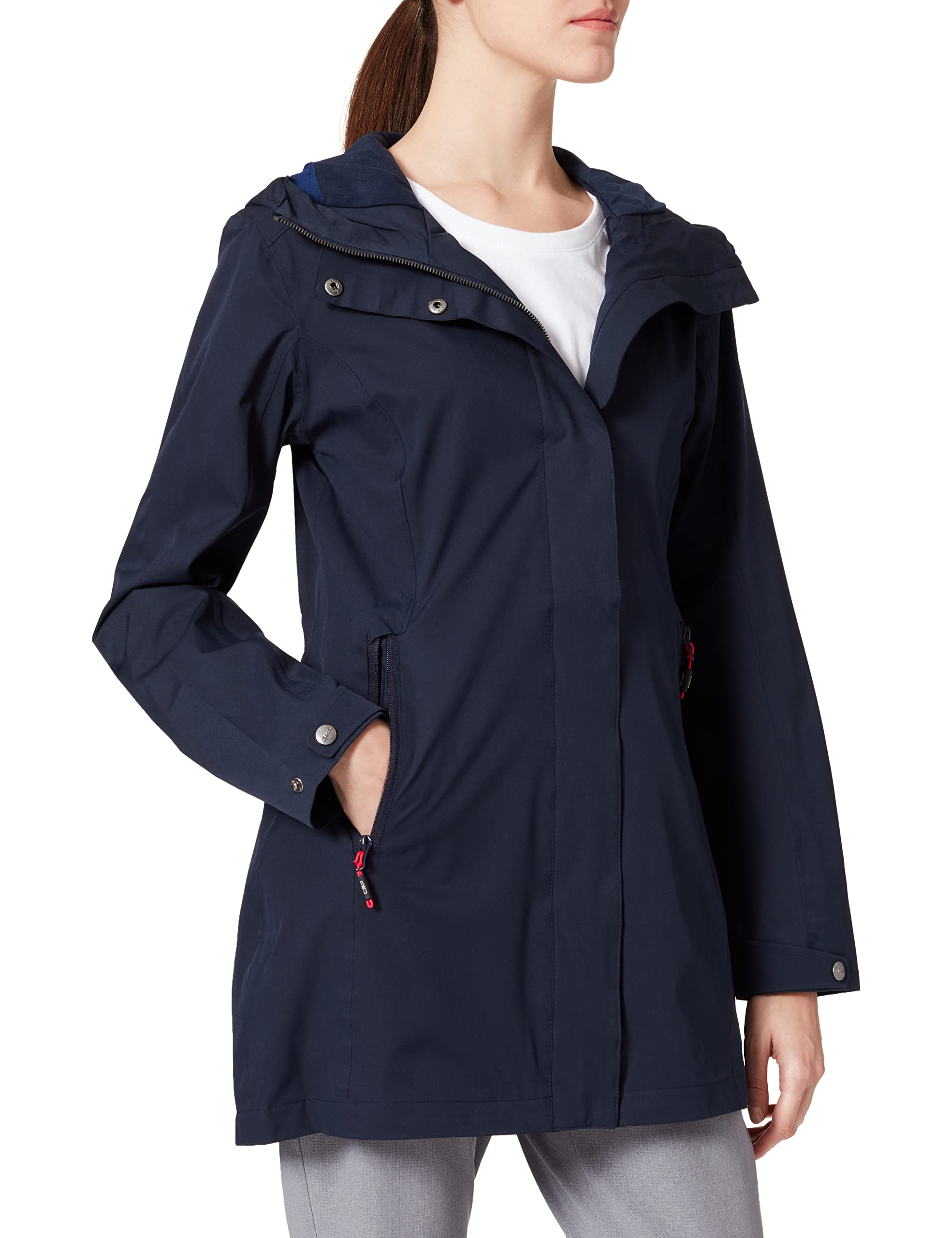 cmp-rigel-giacca-lunga-elasticizzata-impermeabile-da-donna-con-cappuccio image 5