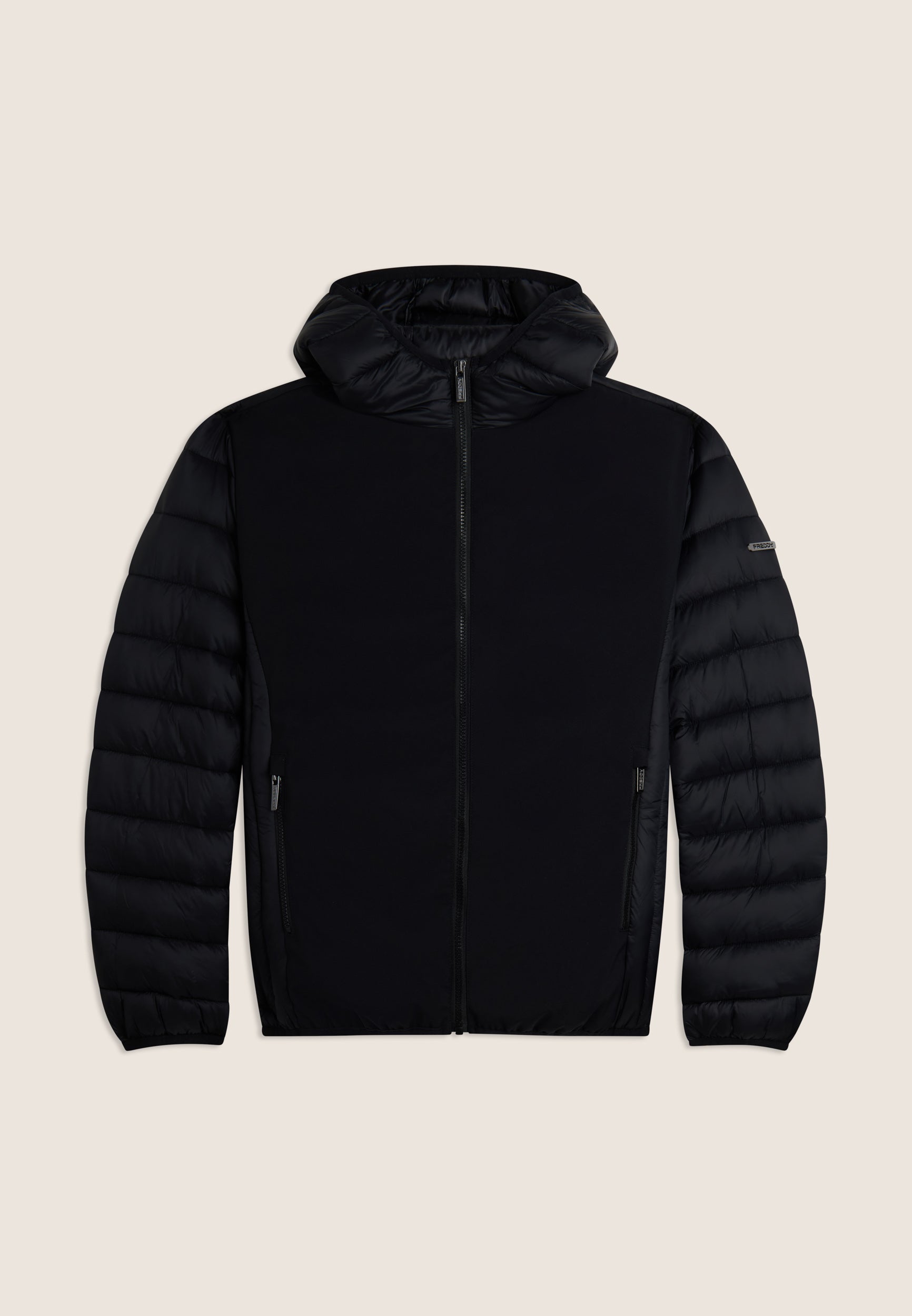 freddy-piumino-trapuntato-uomo-con-fronte-softshell-zip-e-cappuccio image 4