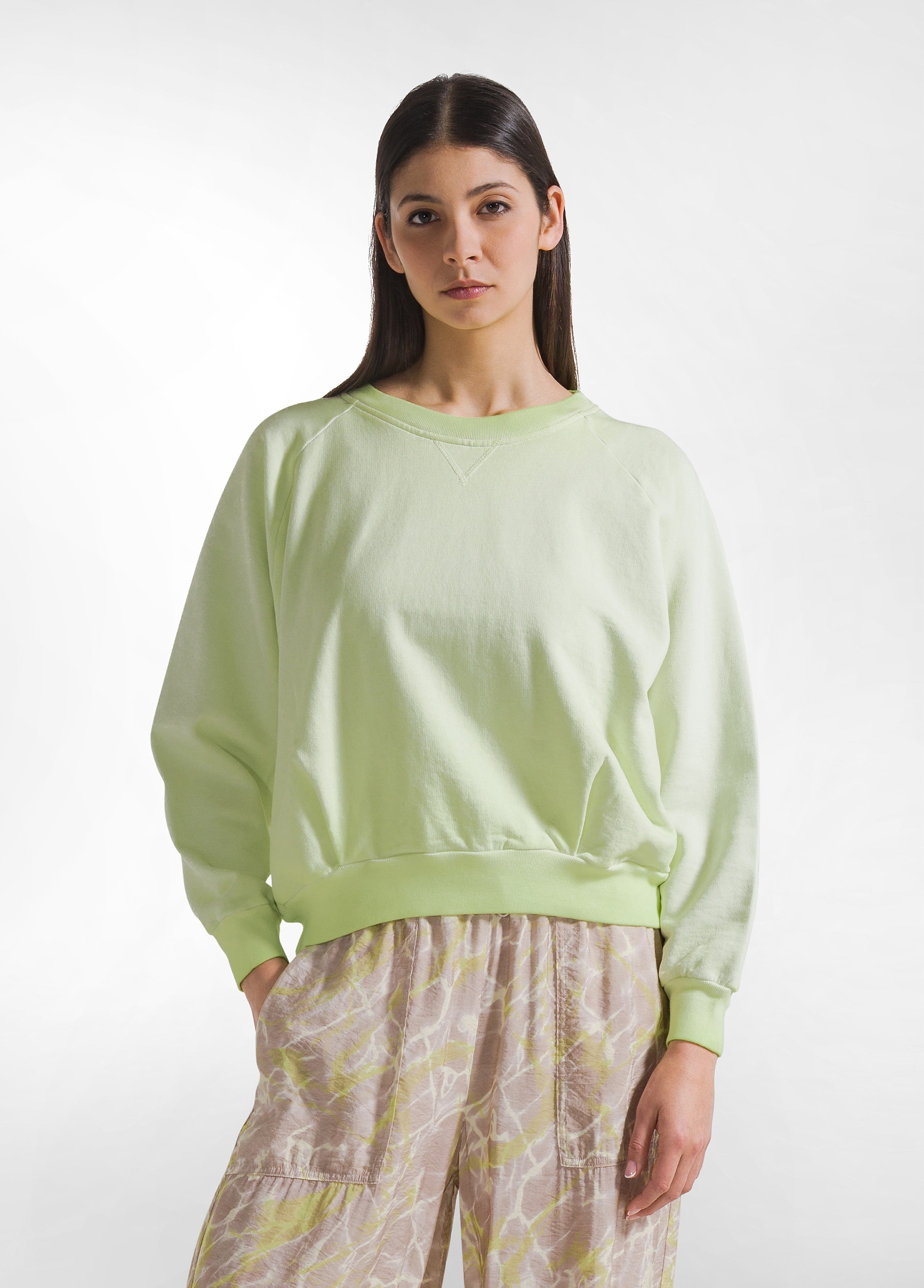deha-felpa-girocollo-donna-effetto-sfumato-giallo image 1