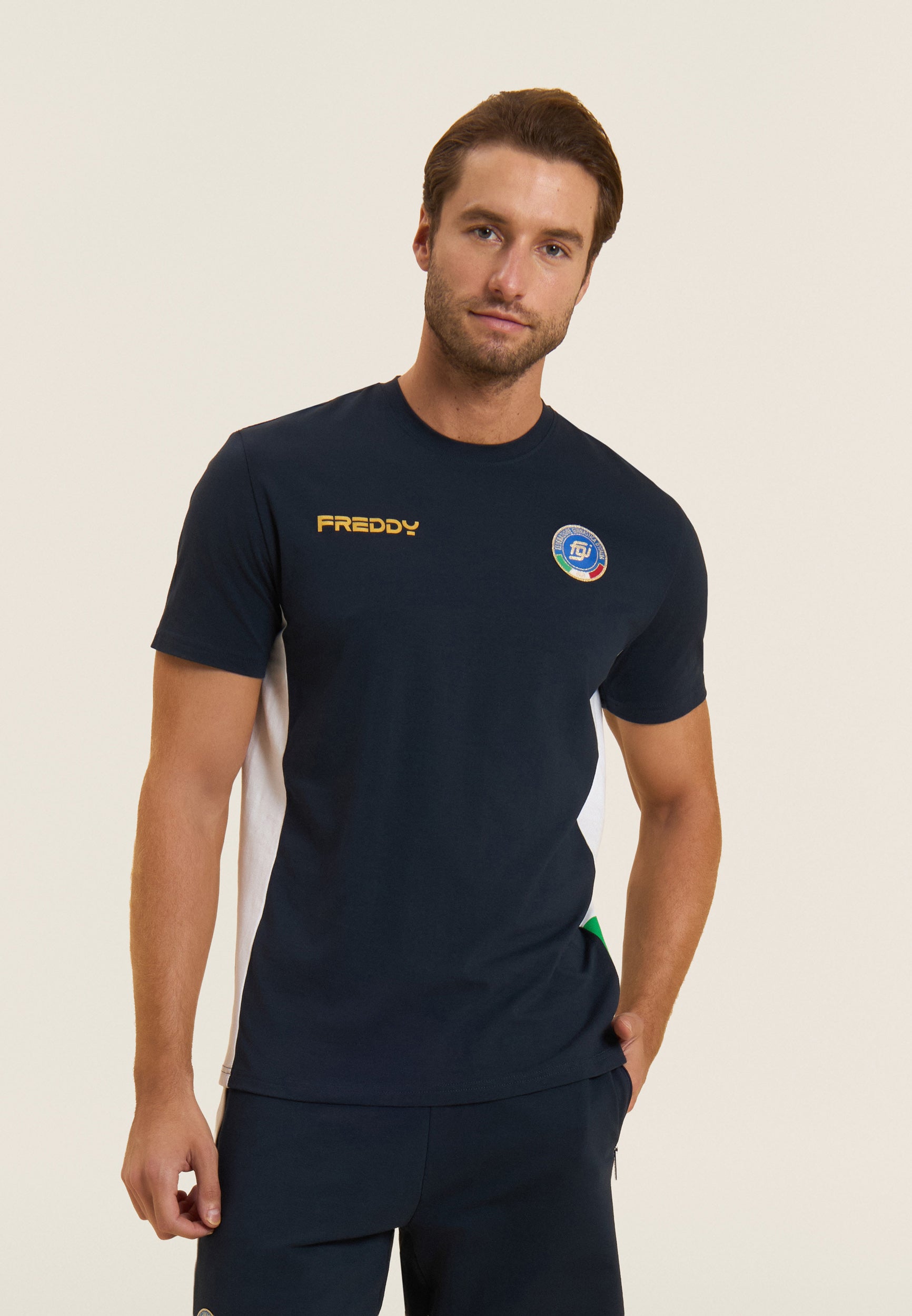 freddy-t-shirt-uomo-italia-fgi-blu-in-jersey-stretch image 1