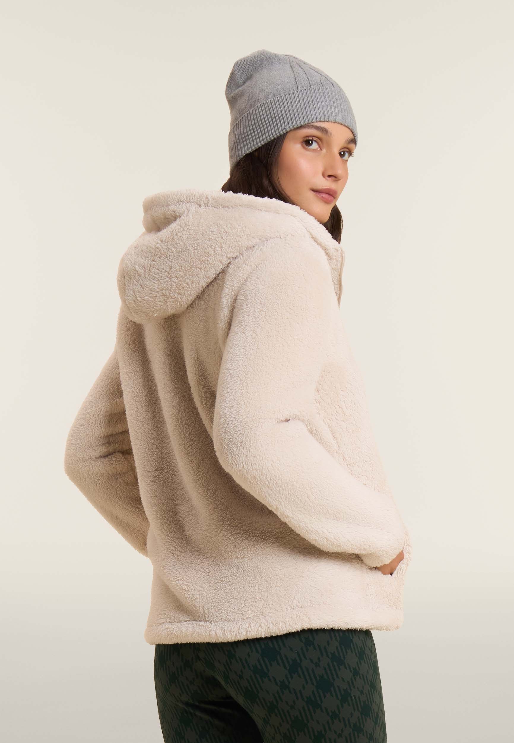 freddy-felpa-donna-in-pile-sherpa-con-cappuccio-e-zip image 3