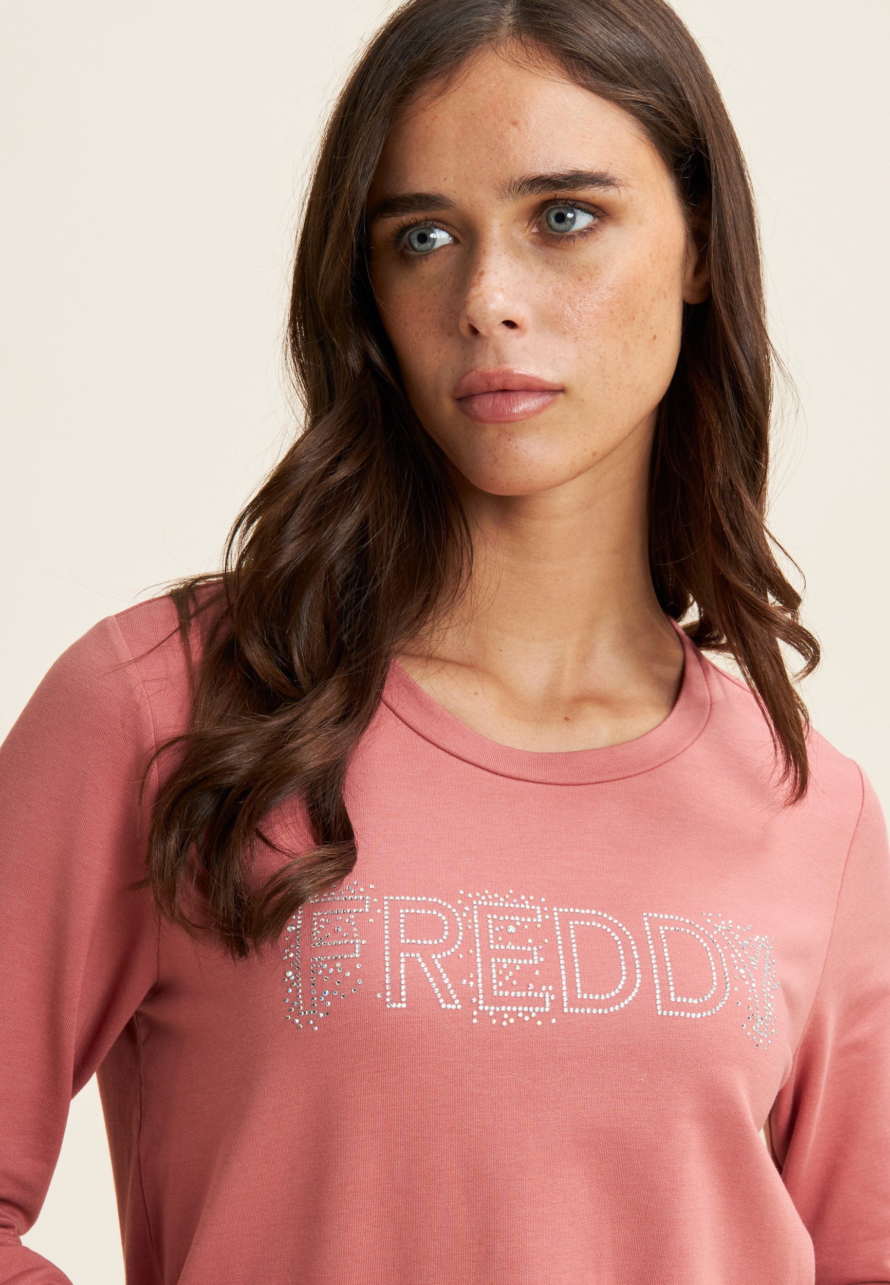 freddy-felpa-girocollo-donna-logo-freddy-in-strass image 4