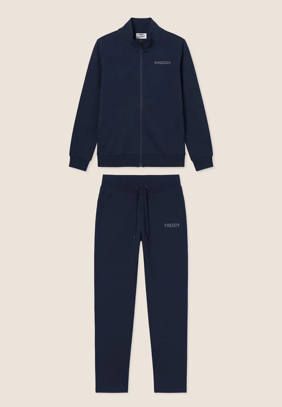 freddy-tuta-sportiva-donna-full-zip-collo-alto-con-loghi-in-perline image 1