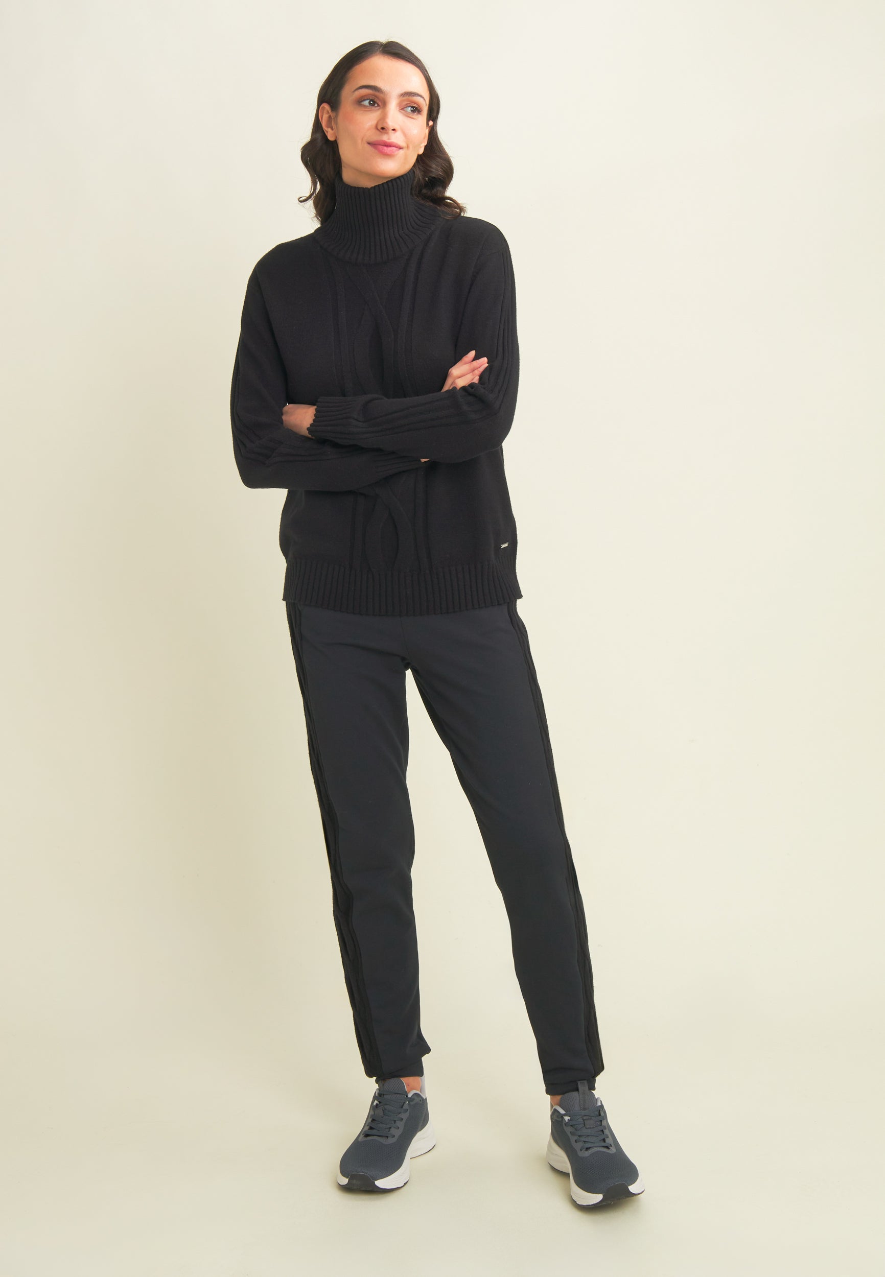 freddy-pantaloni-donna-in-felpa-modal-con-banda-a-trecce image 2