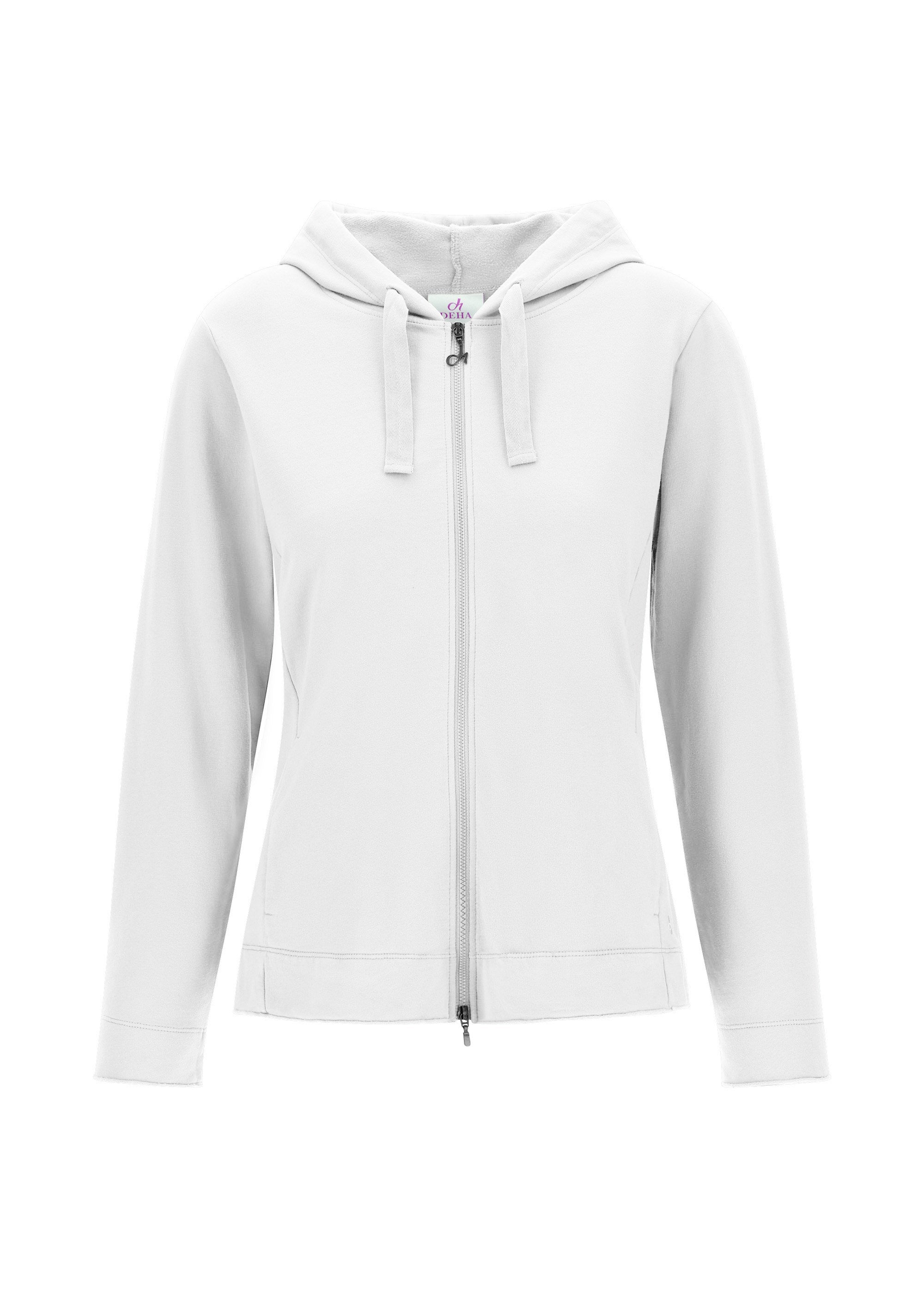 deha-felpa-core-leggera-con-zip-e-cappuccio-bianca-modello-d42520 image 1