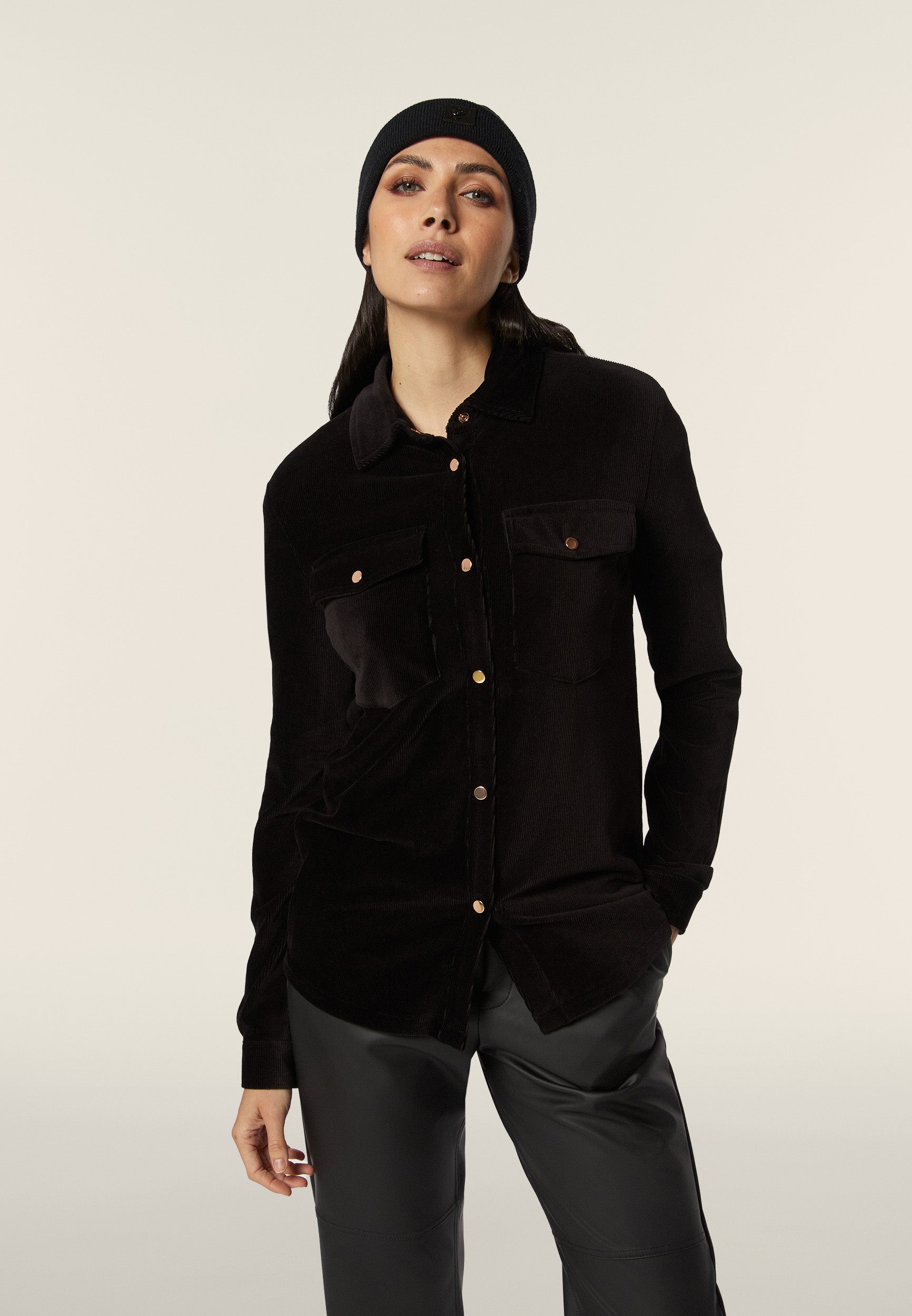 freddy-camicia-comfort-fit-in-velluto-mille-righe-con-bottoni-a-pressione image 1