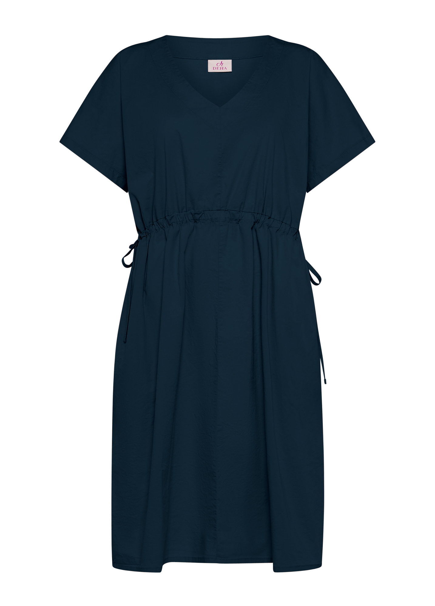 deha-abito-in-popeline-con-coulisse-blu-vestito-ampio-cotone-stretch image 3