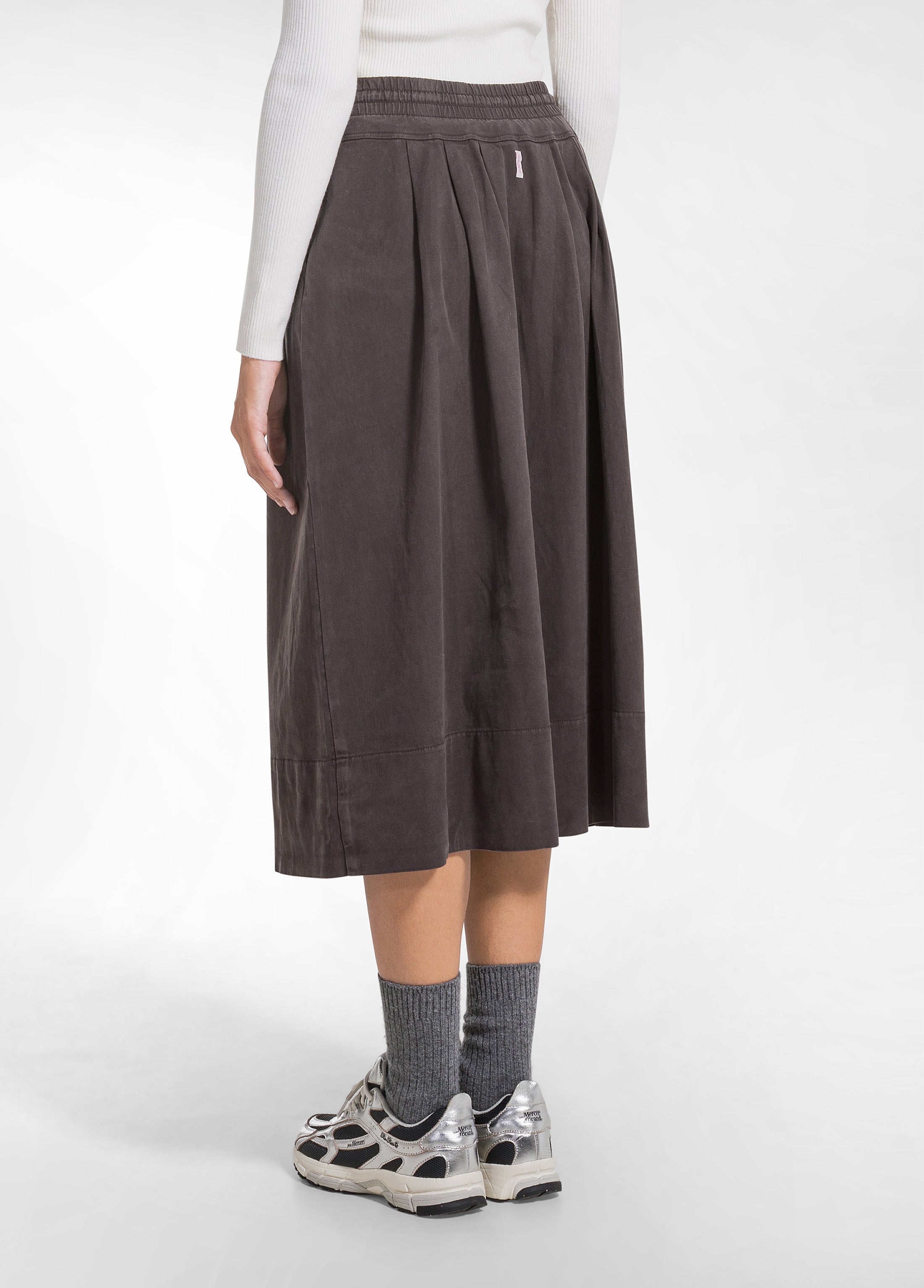 deha-gonna-a-pieghe-in-twill-lyocell-marrone image 3