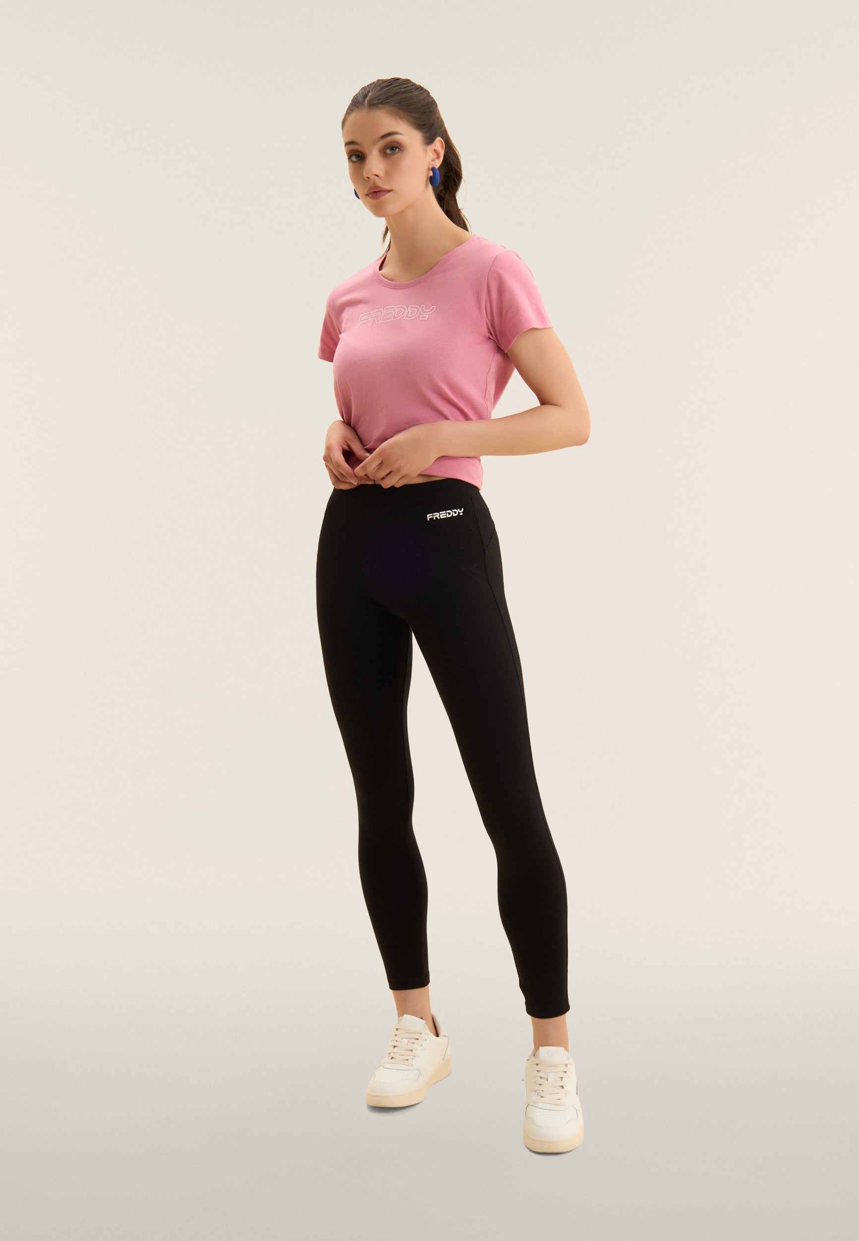 freddy-leggings-7-8-vita-regular-logo-glitter-leggings-donna-cotone image 2
