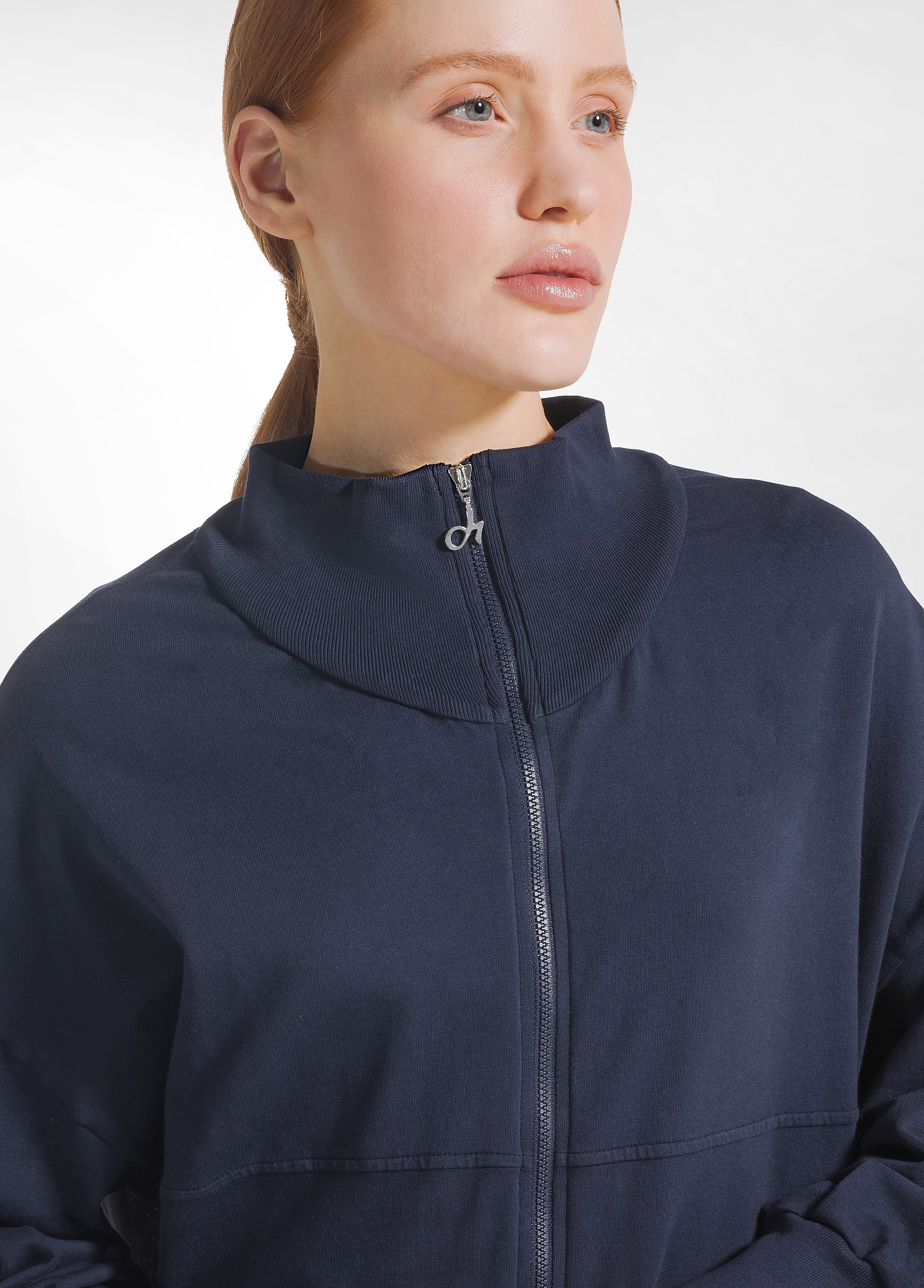 deha-felpa-con-zip-combinata-lino-cotone-blu image 3