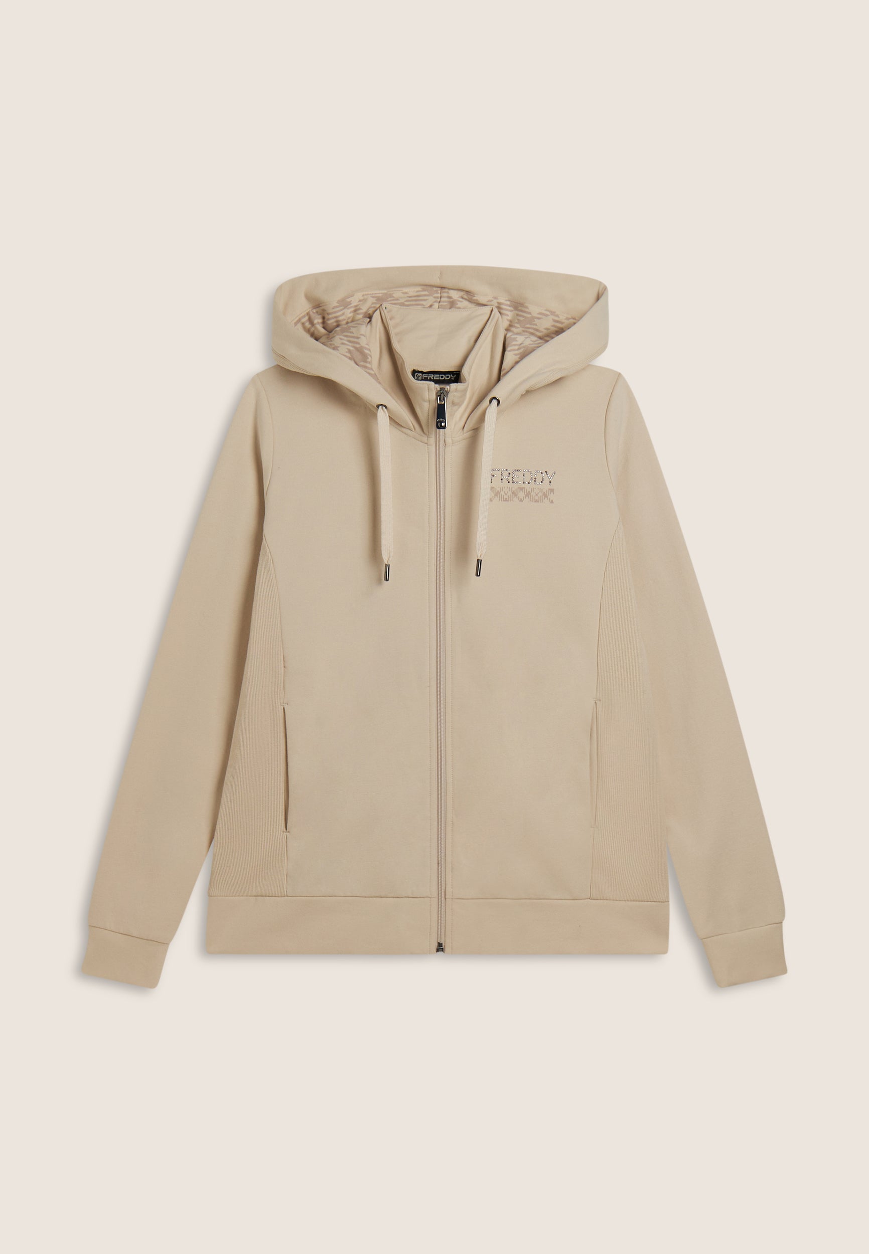freddy-felpa-full-zip-con-cappuccio-collo-alto-e-inserti-in-costina image 5