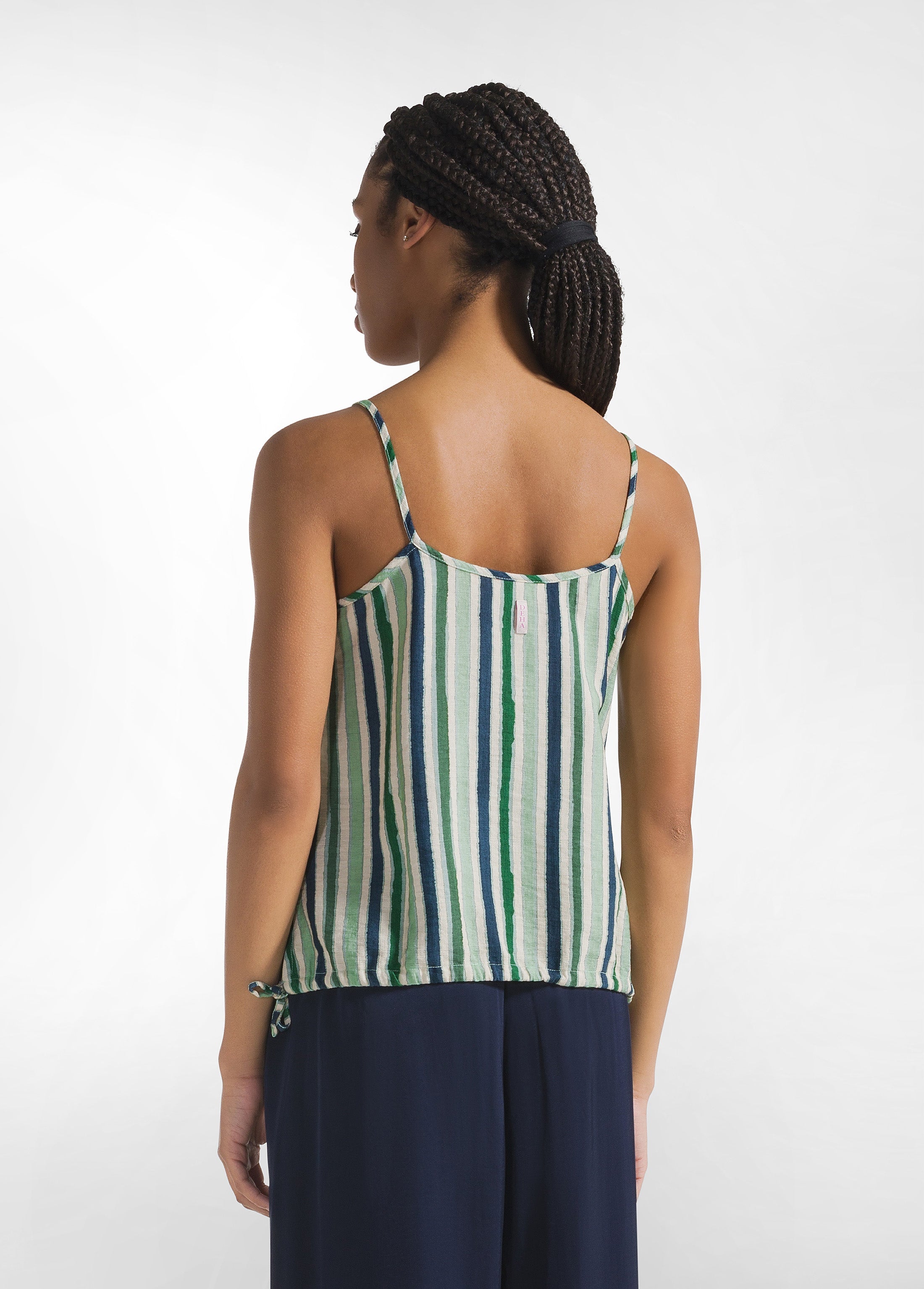 deha-top-spalline-sottili-crepe-a-righe-verde-d22381 image 2