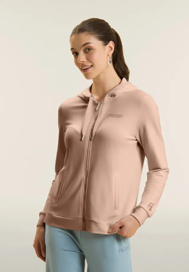 freddy-felpa-con-cappuccio-zip-e-logo-in-strass image 1