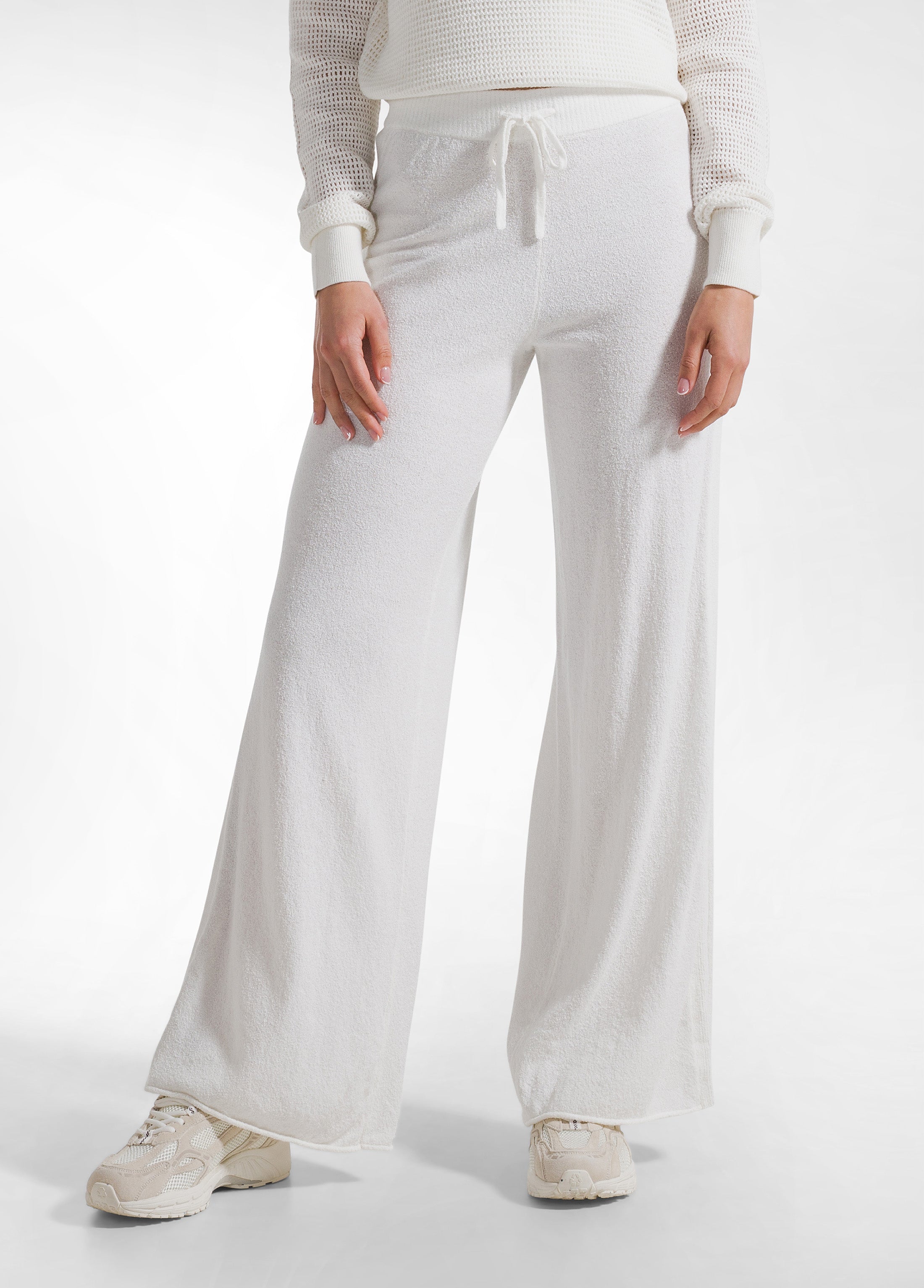 deha-d42386-pantaloni-palazzo-in-maglieria-boucl-bianco image 2