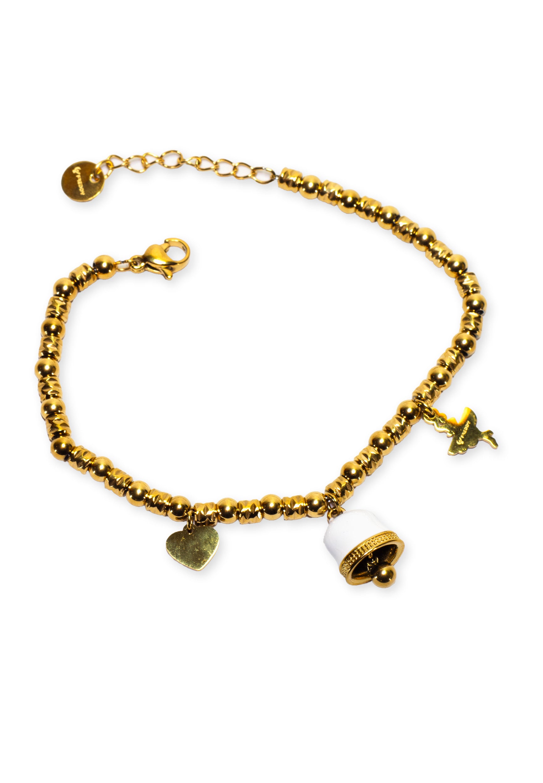 freddy-bracciale-donna-in-acciaio-gold-316l-a-sfere-con-charms-e-strass image 2