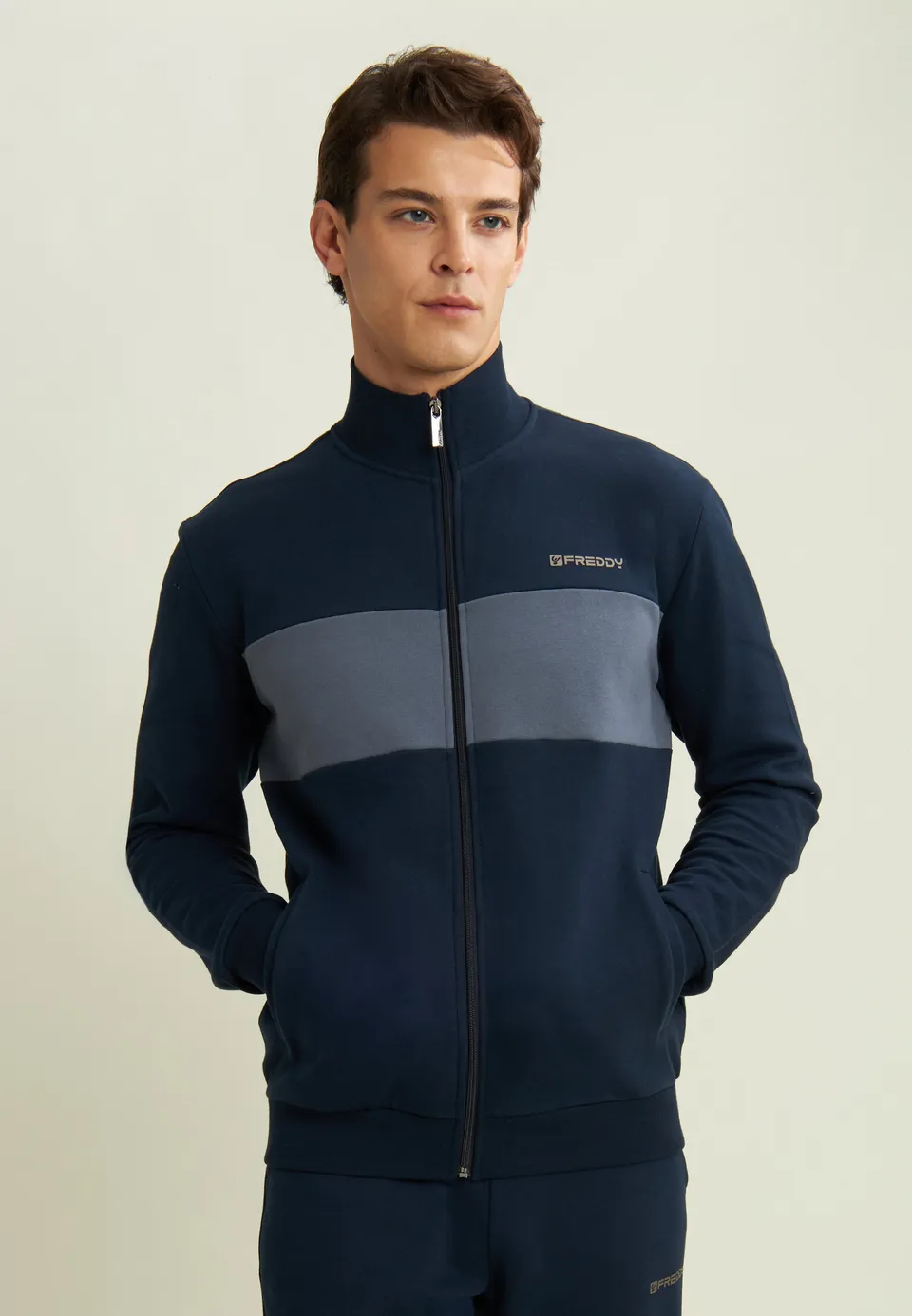 freddy-felpa-uomo-full-zip-regular-felpa-garzata-cotone image 1