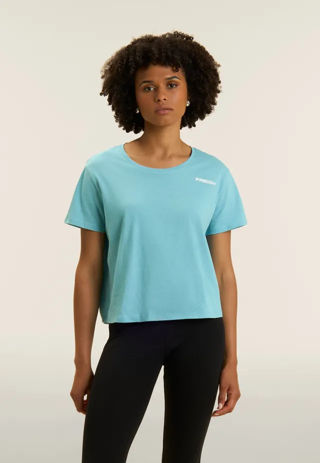 freddy-t-shirt-manica-corta-cropped-con-piccolo-logo-t-shirt-donna-cotone image 1