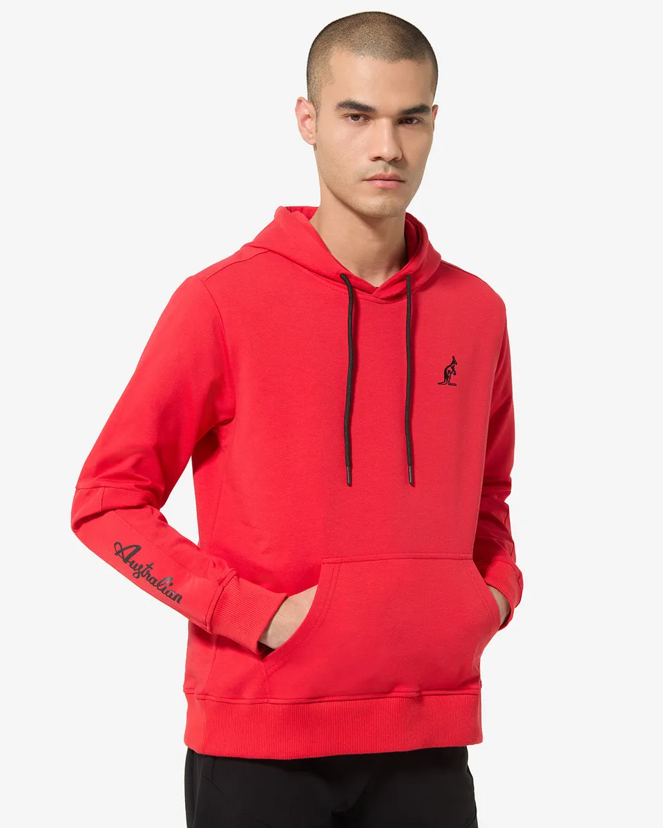 australian-city-hoodie-felpa-uomo-con-cappuccio-rosso-vivo-made-in-italy image 1