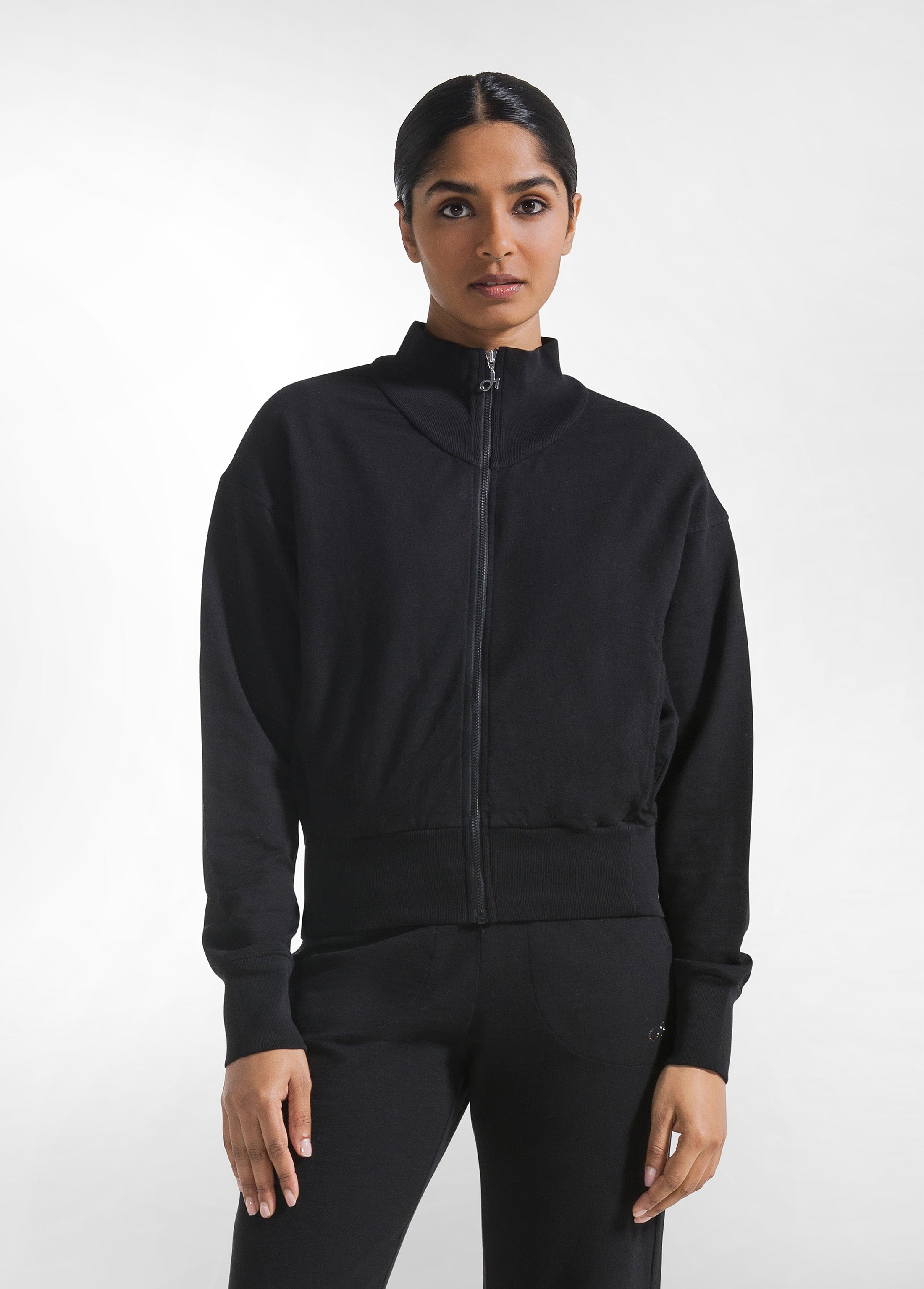 deha-felpa-full-zip-in-cotone-fiammato-nero image 1
