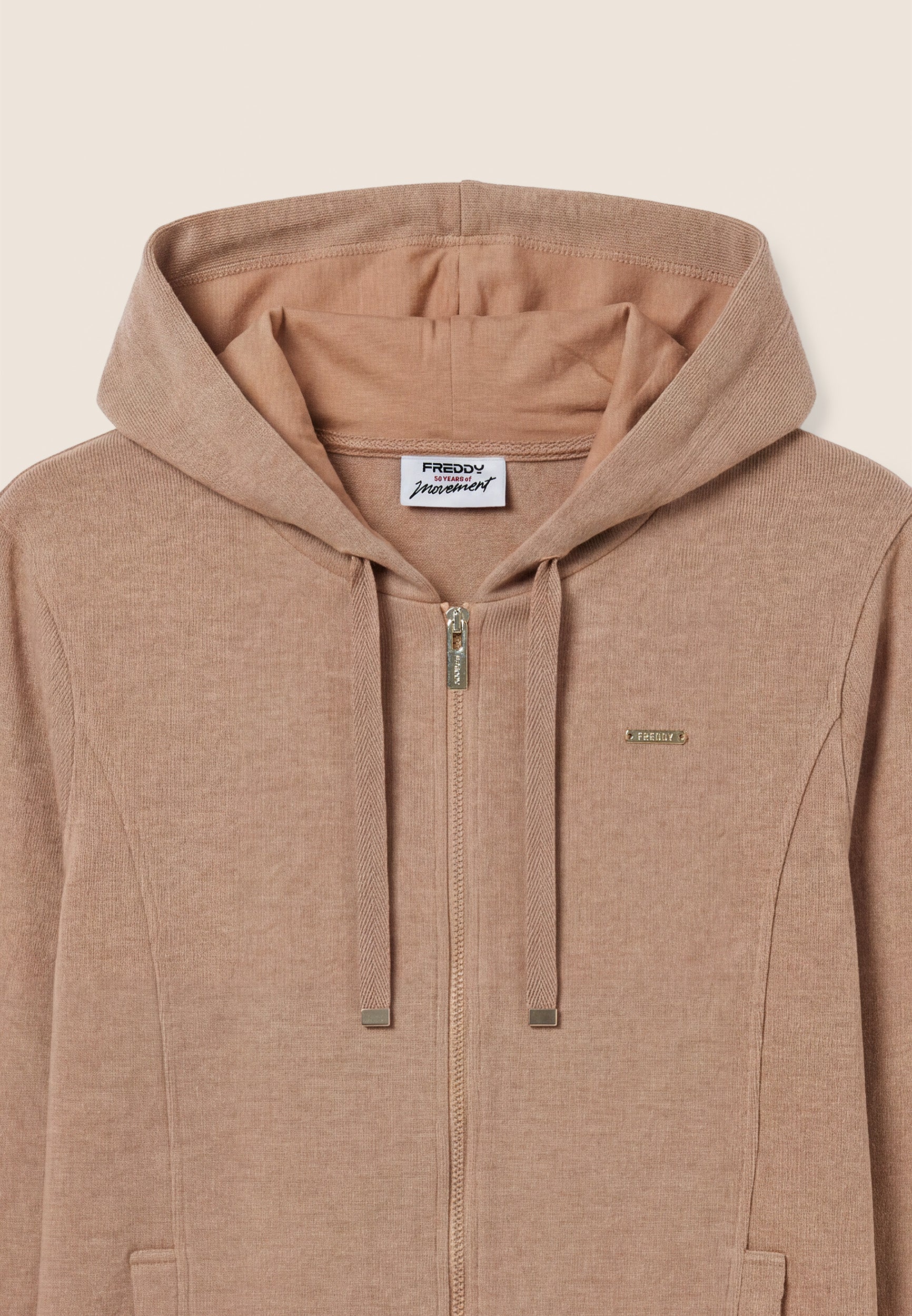 freddy-felpa-donna-con-cappuccio-full-zip-effetto-tricot-m-lange image 3