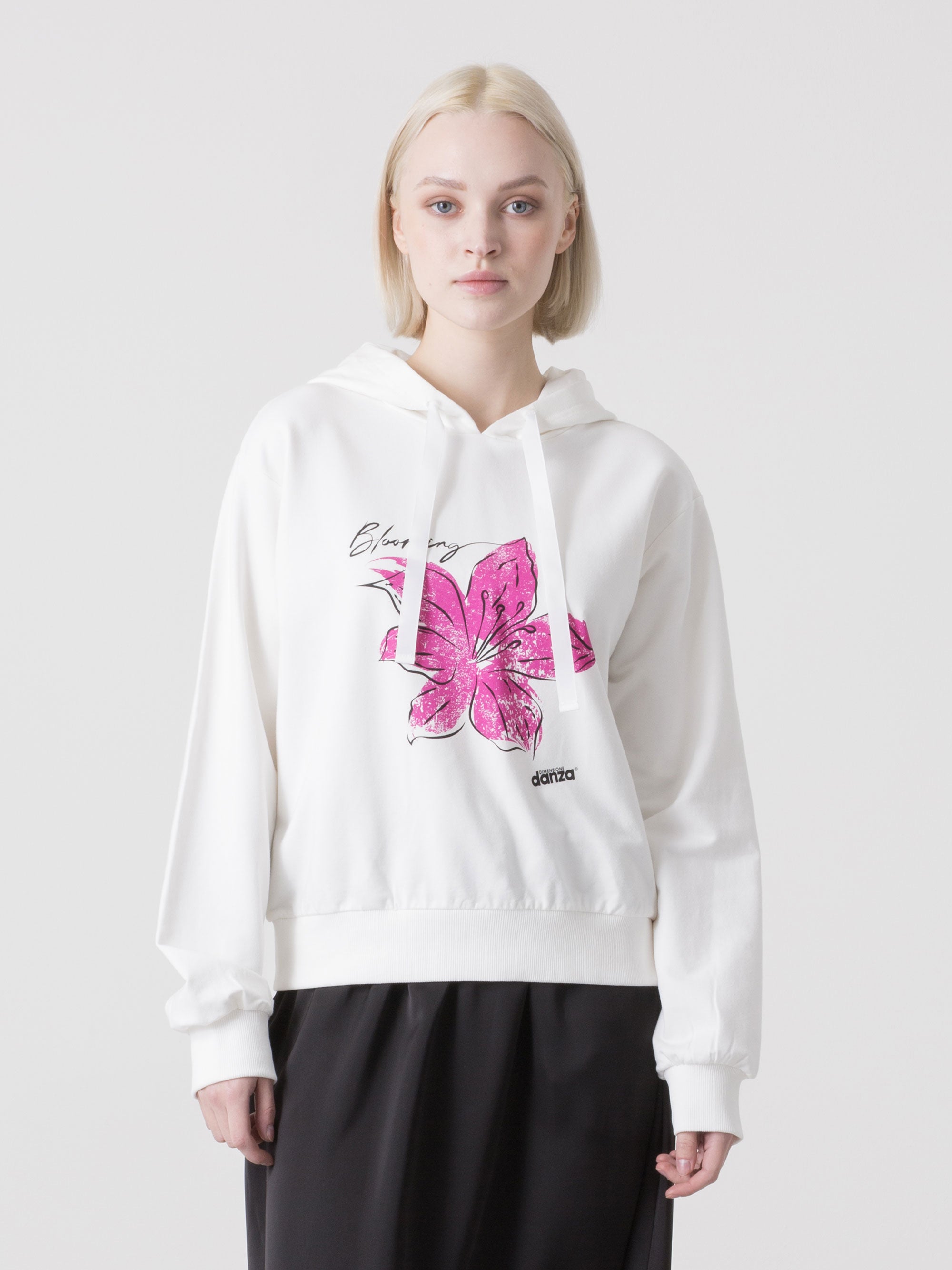 dimensione-danza-felpa-con-cappuccio-e-stampa-floreale-felpa-donna image 1