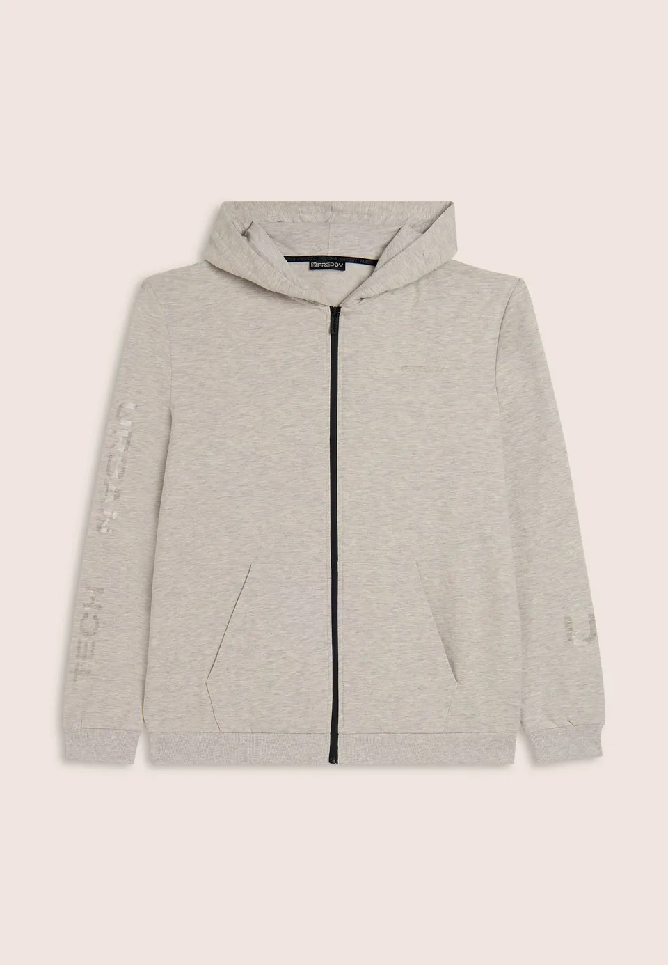 freddy-felpa-full-zip-con-cappuccio-m-lange-e-stampa-lucida image 1
