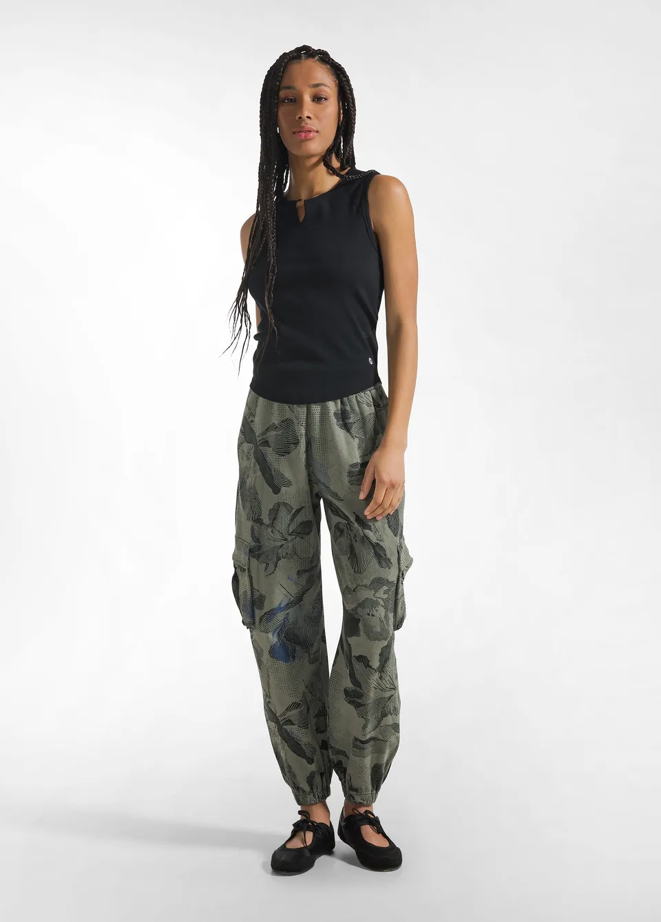 deha-pantalone-cargo-in-felpa-allover-verde image 1