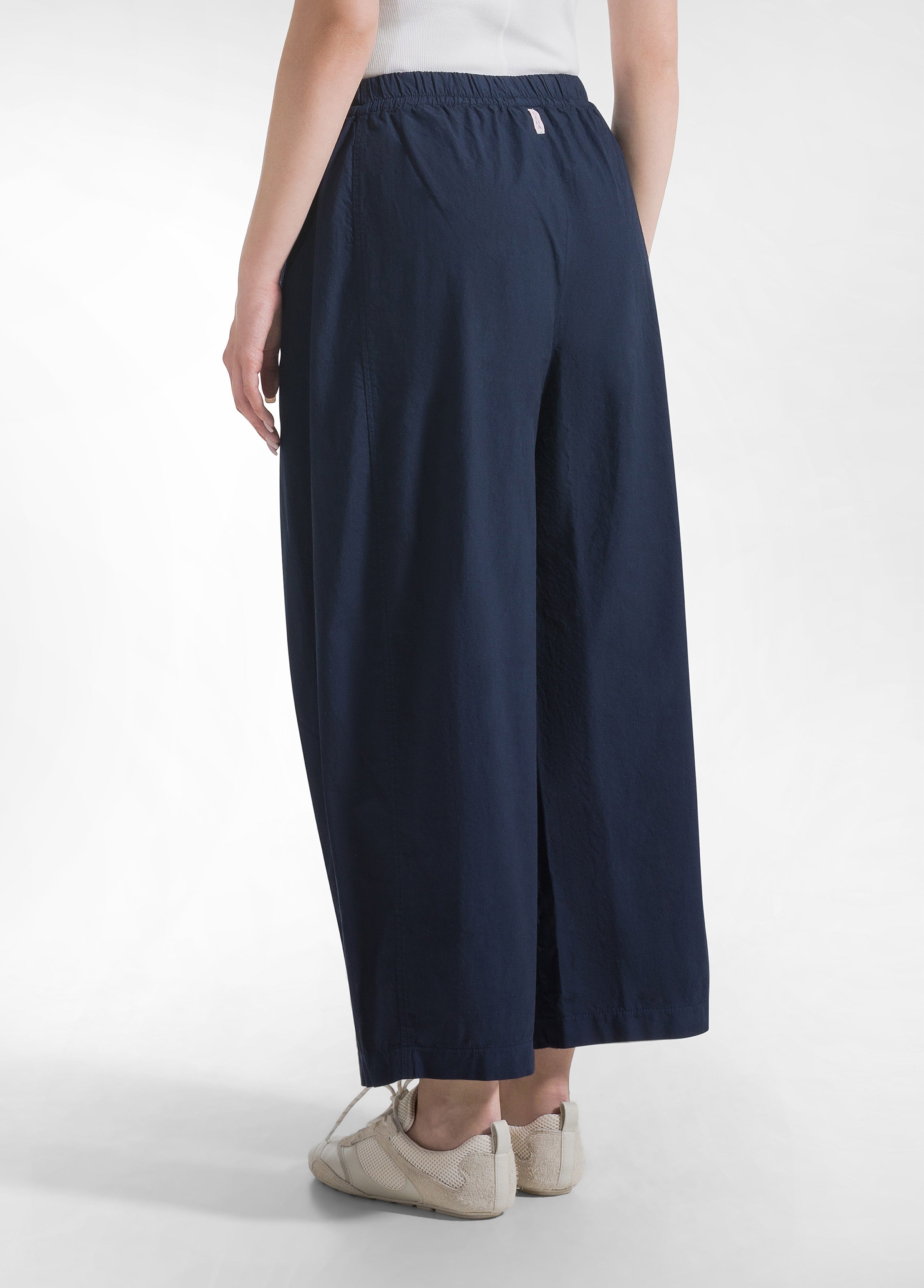deha-pantalone-relaxed-in-popeline-blu-pantaloni-vita-elastica-con-coulisse image 3