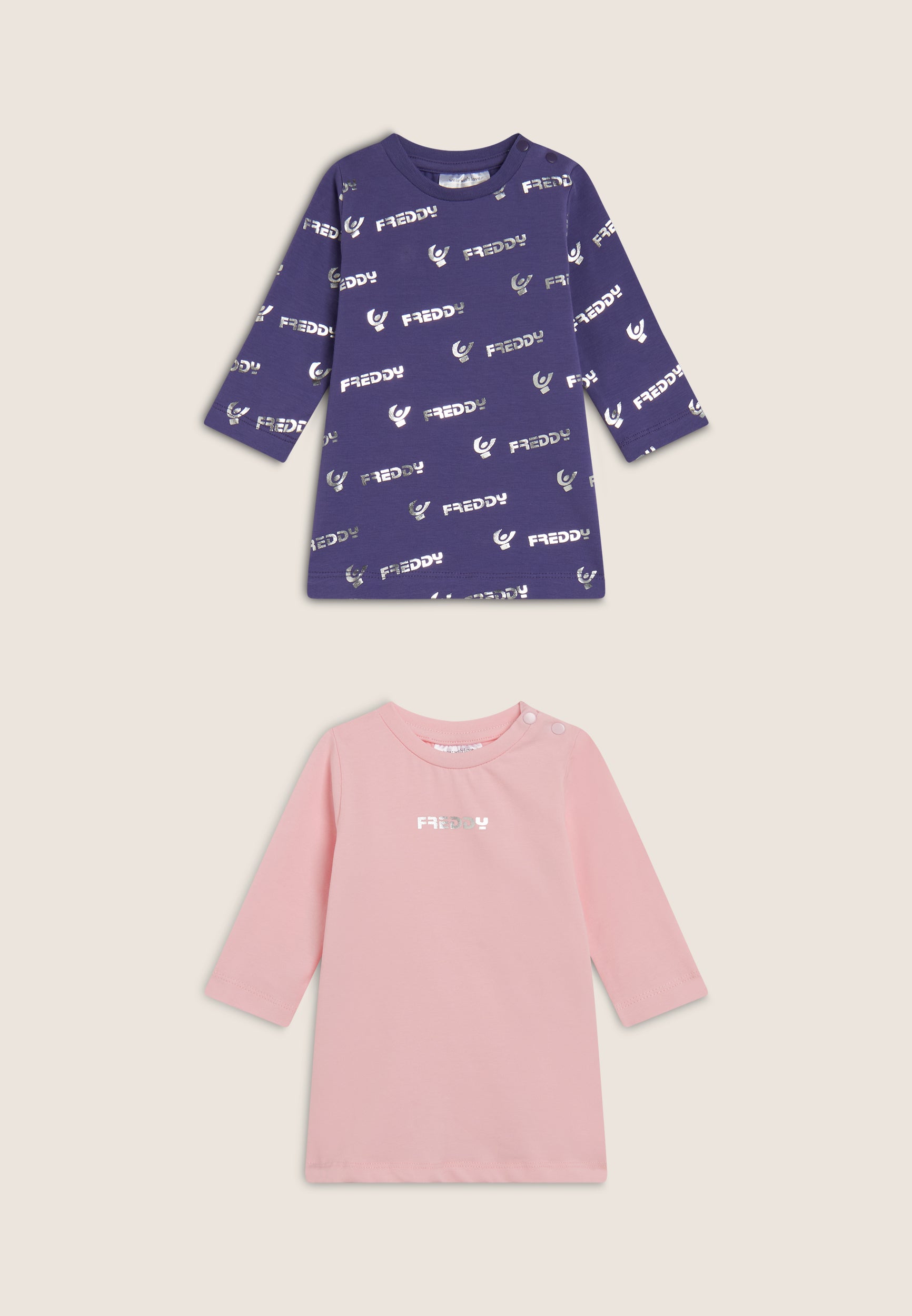 freddy-set-neonata-2-vestitini-in-cotone-elasticizzato image 1