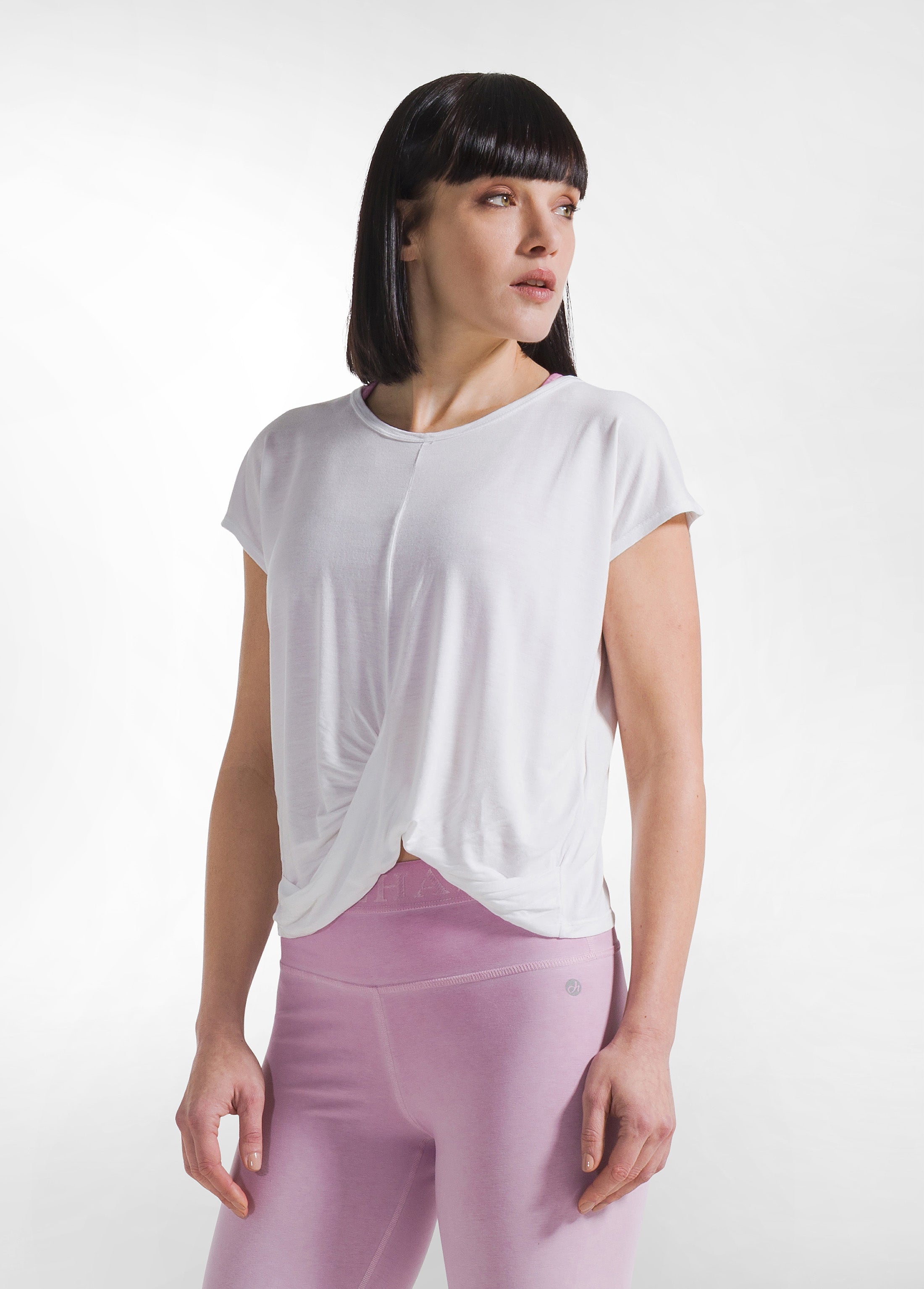 deha-d42041-t-shirt-yoga-con-nodo-frontale-bianca image 1