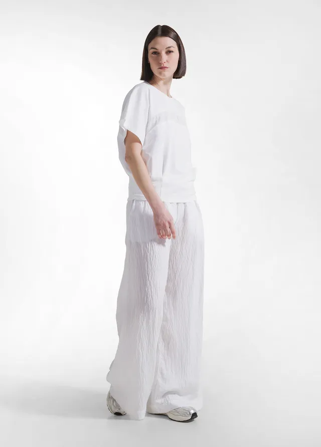 deha-completo-felpa-con-dettaglio-pantaloni-larghi-viscosa-crinkle-bianco image 1
