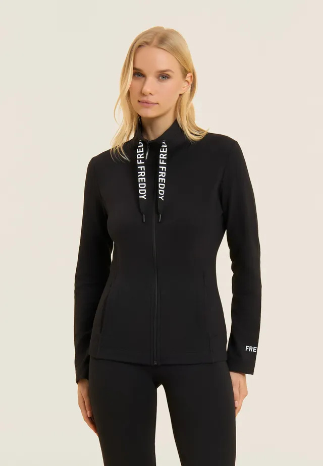 freddy-felpa-tessuto-fiammato-collo-alto-zip-coulisse-slim image 1