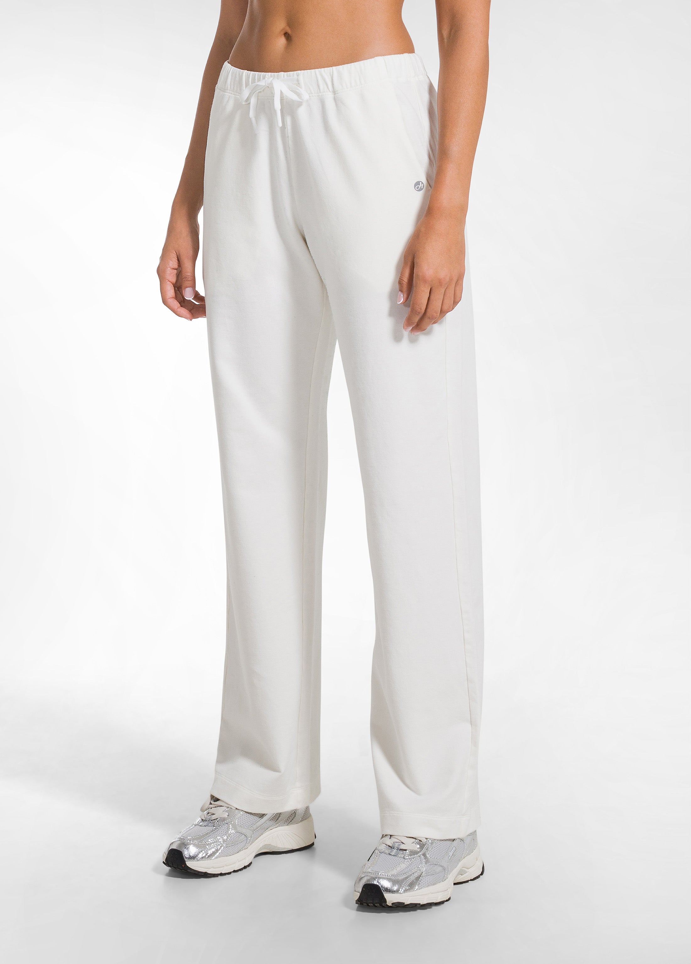 deha-d52026-pantalone-in-felpa-di-cotone-stretch-bianco-con-coulisse image 2