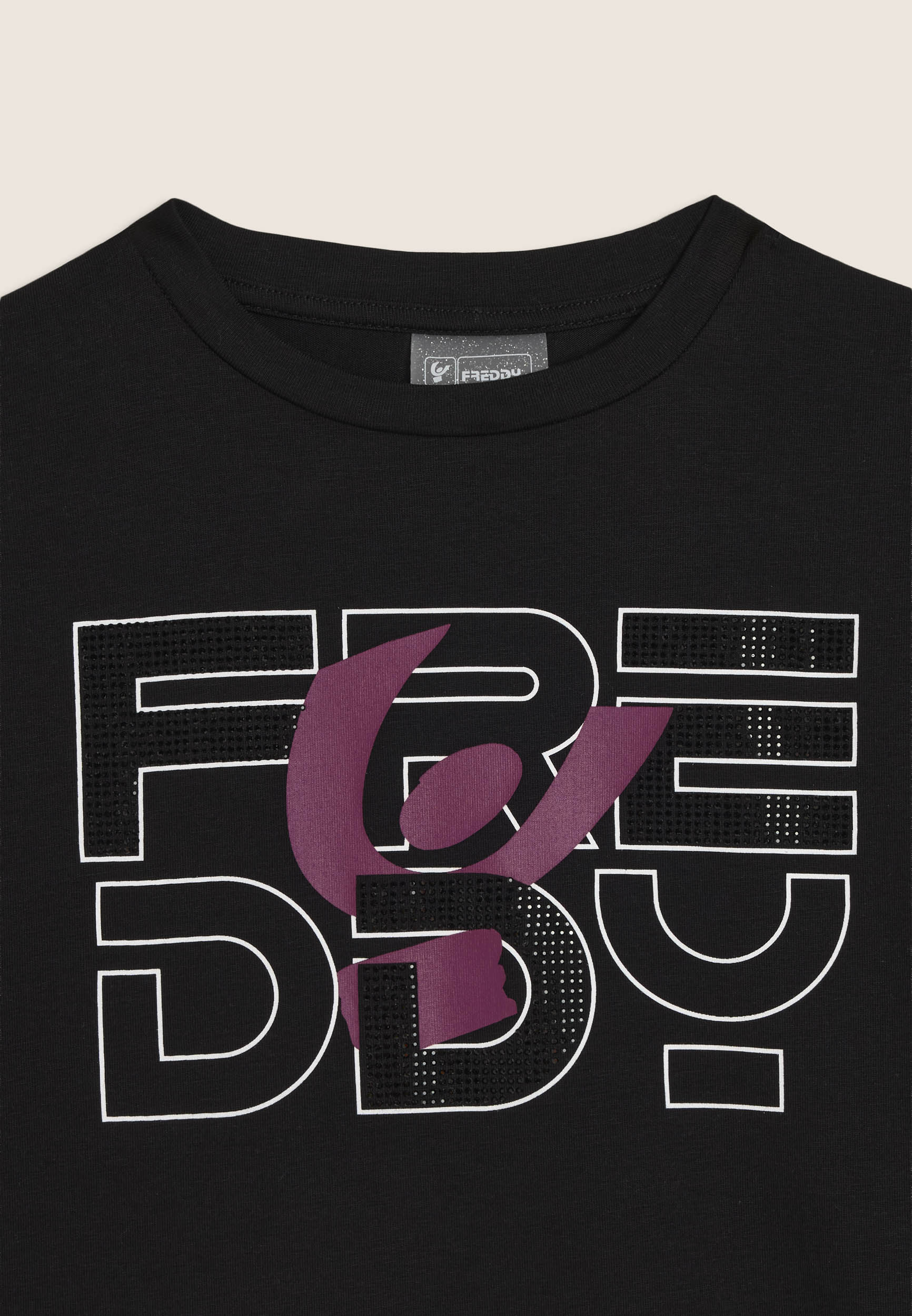 freddy-t-shirt-junior-con-logo-in-strass-maglia-maniche-corte-cotone-elasticizza image 3