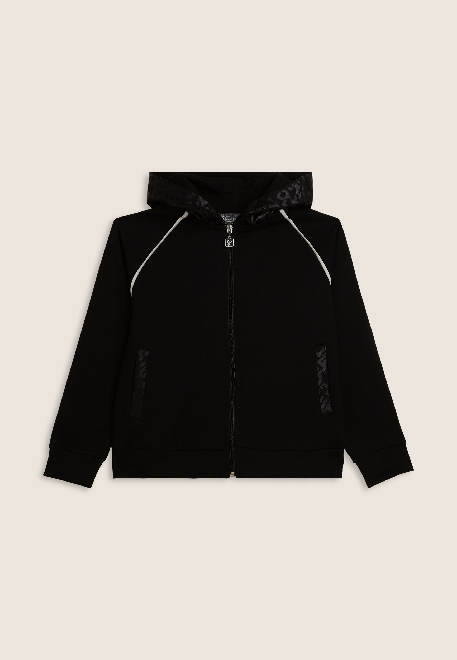 freddy-felpa-bambina-zip-e-cappuccio-in-cotone-elasticizzato-con-logo image 1
