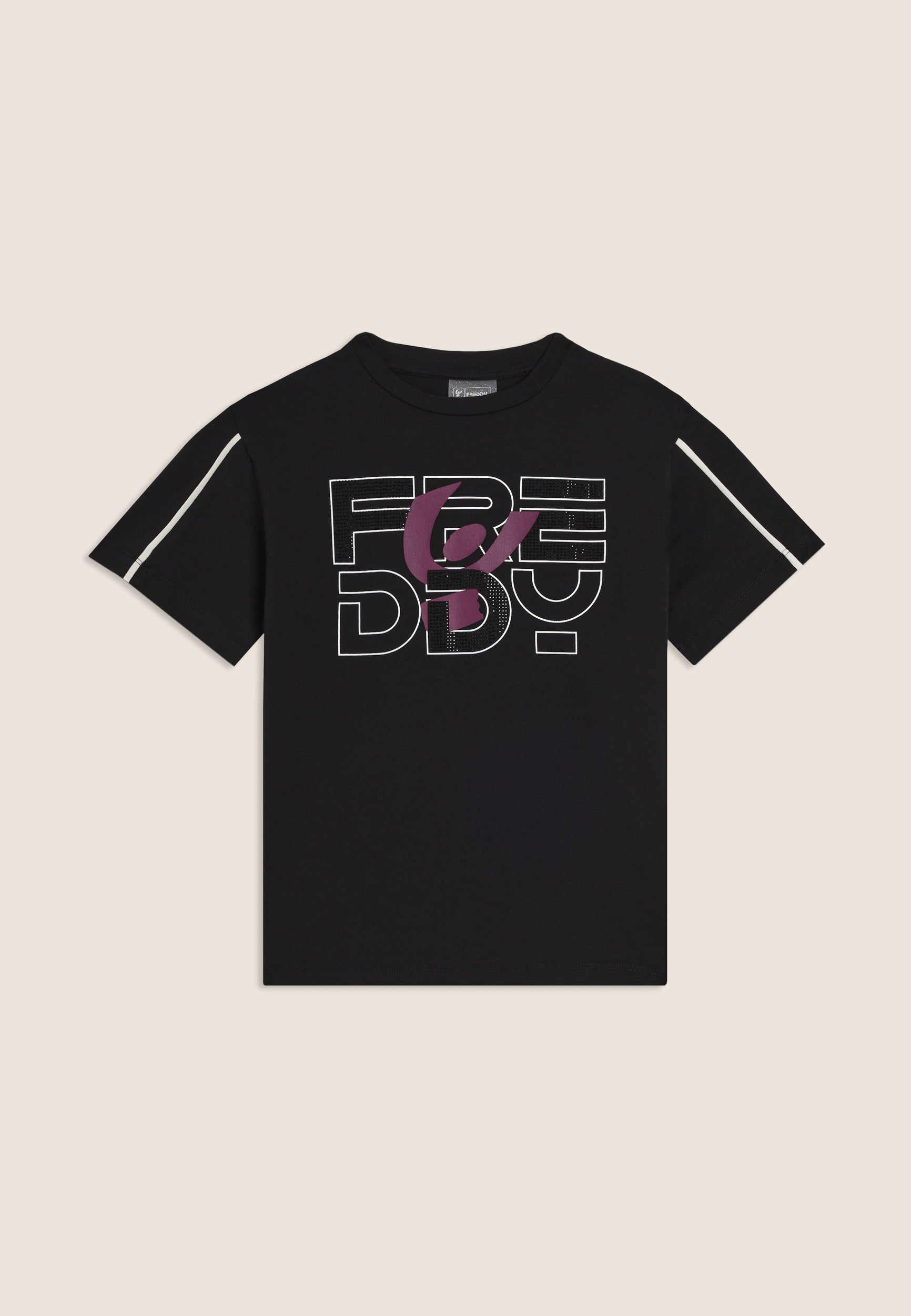 freddy-t-shirt-junior-con-logo-in-strass-maglia-maniche-corte-cotone-elasticizza image 1