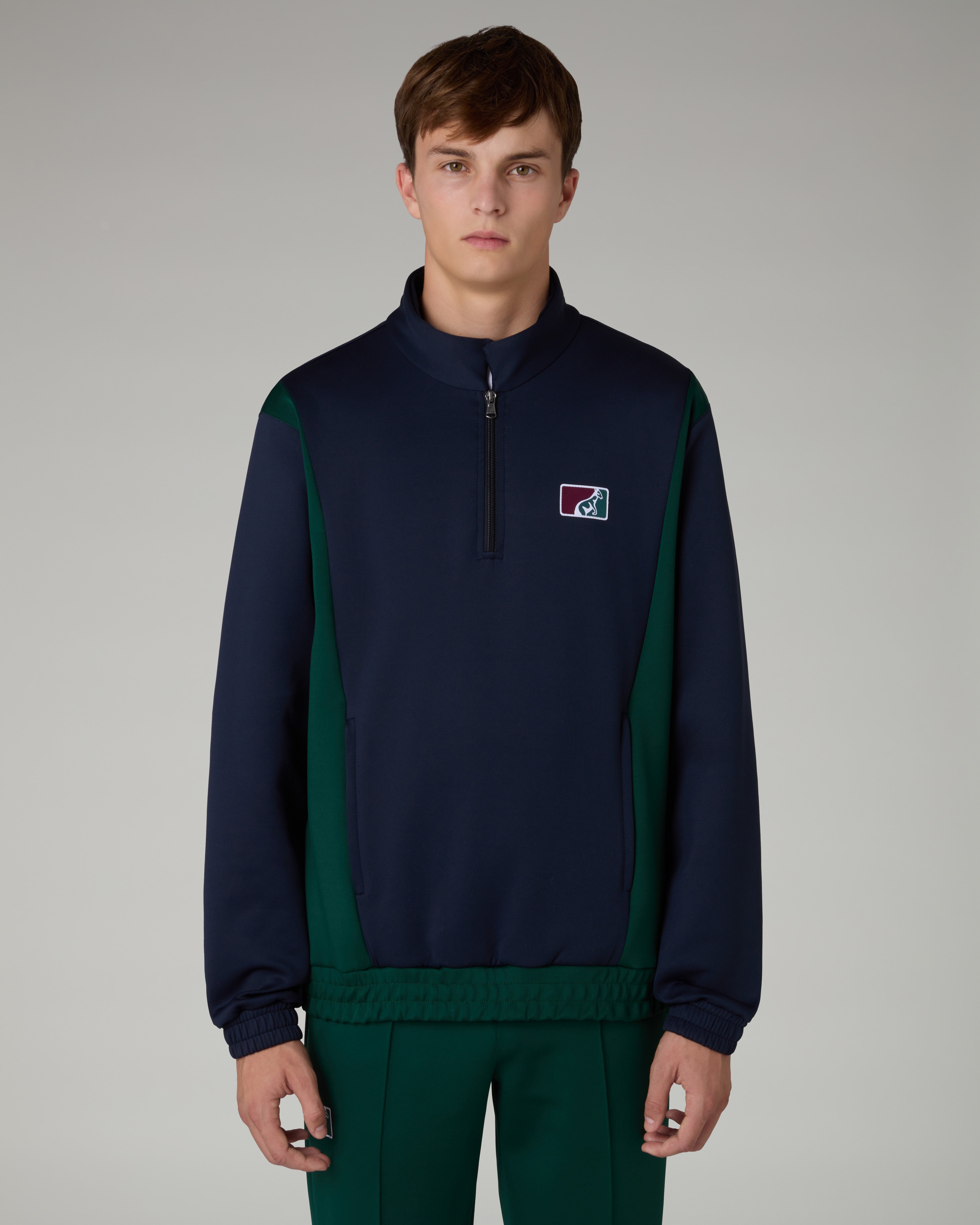 australian-classic-crewneck-mezza-zip-blu-navy image 1