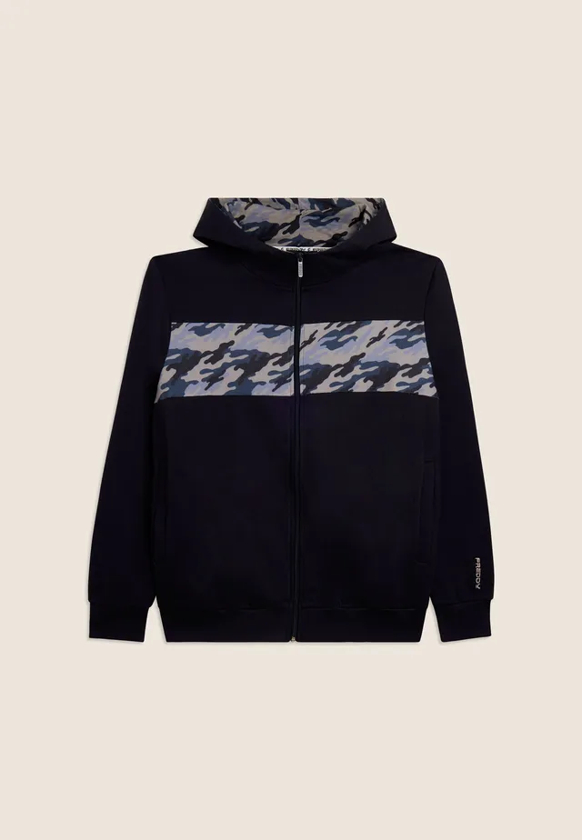freddy-felpa-uomo-full-zip-con-cappuccio-inserto-camouflage image 1