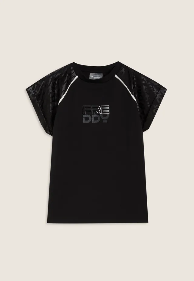 freddy-t-shirt-bambina-con-stampa-lucida-e-maniche-raglan image 1