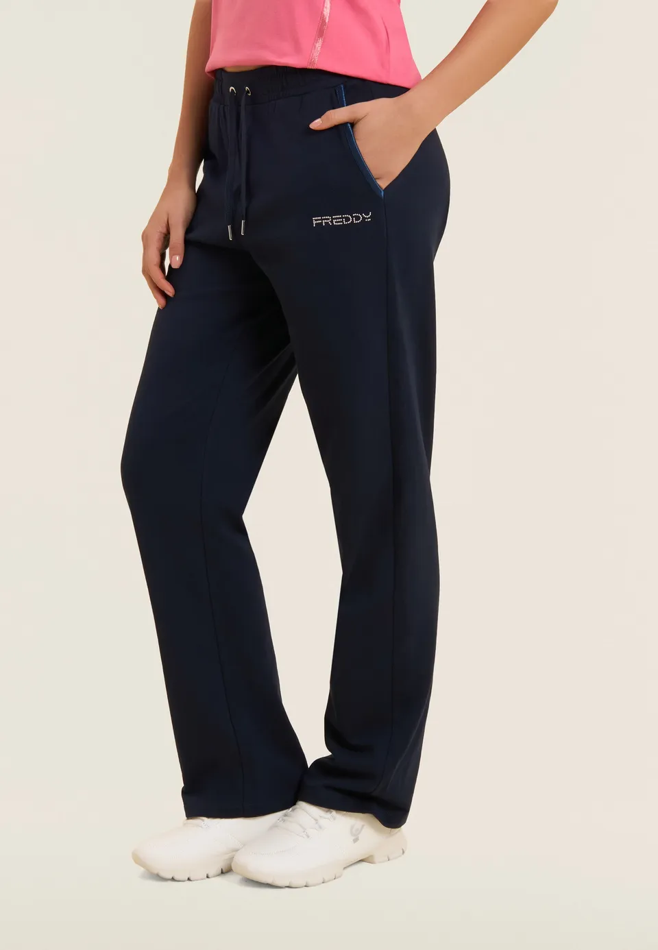 freddy-pantaloni-sportivi-comfort-fit-gamba-dritta-in-jersey-cotone image 1