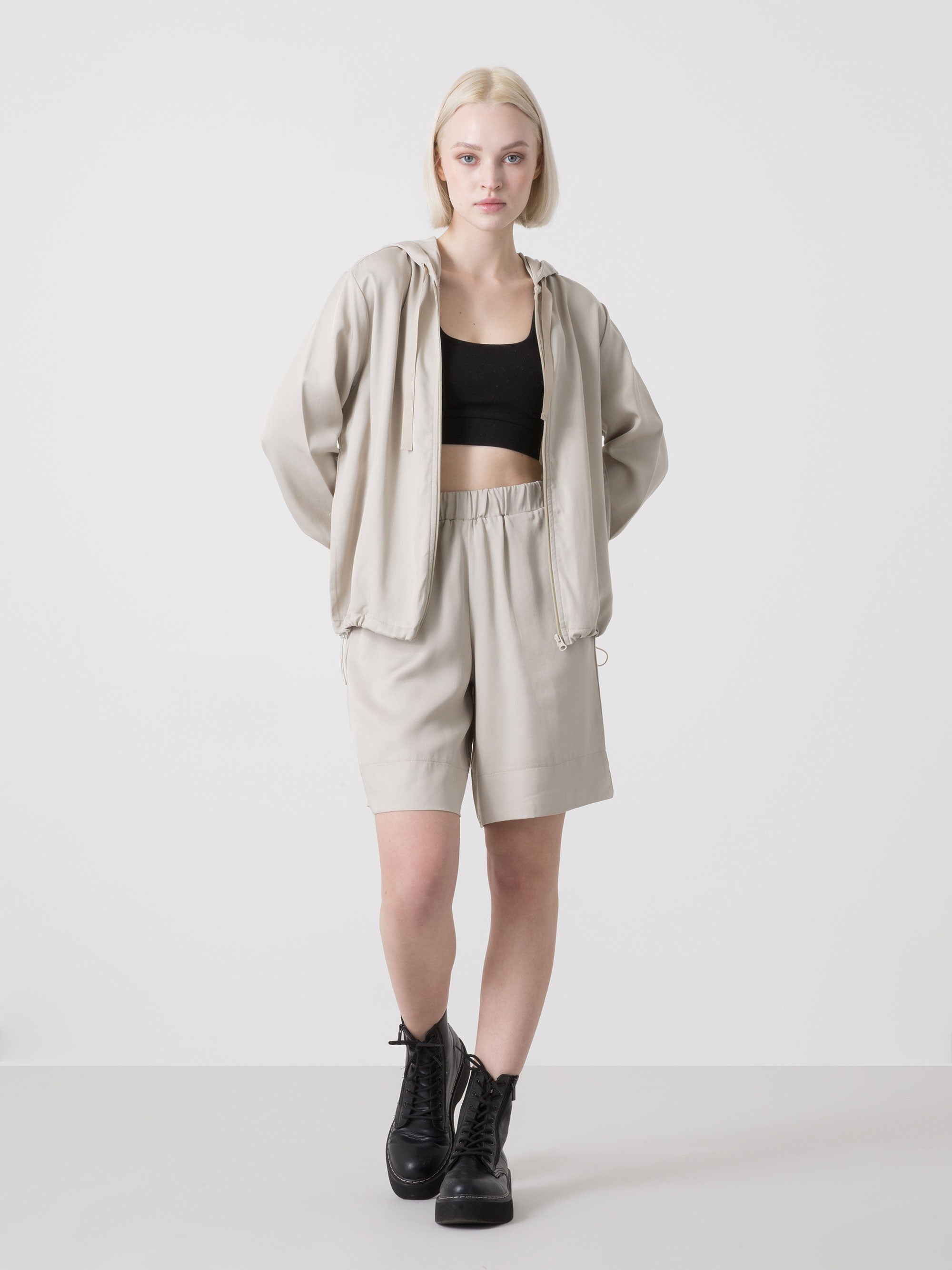 dimensione-danza-felpa-donna-con-cappuccio-full-zip-in-tencel-popeline-leggero image 2