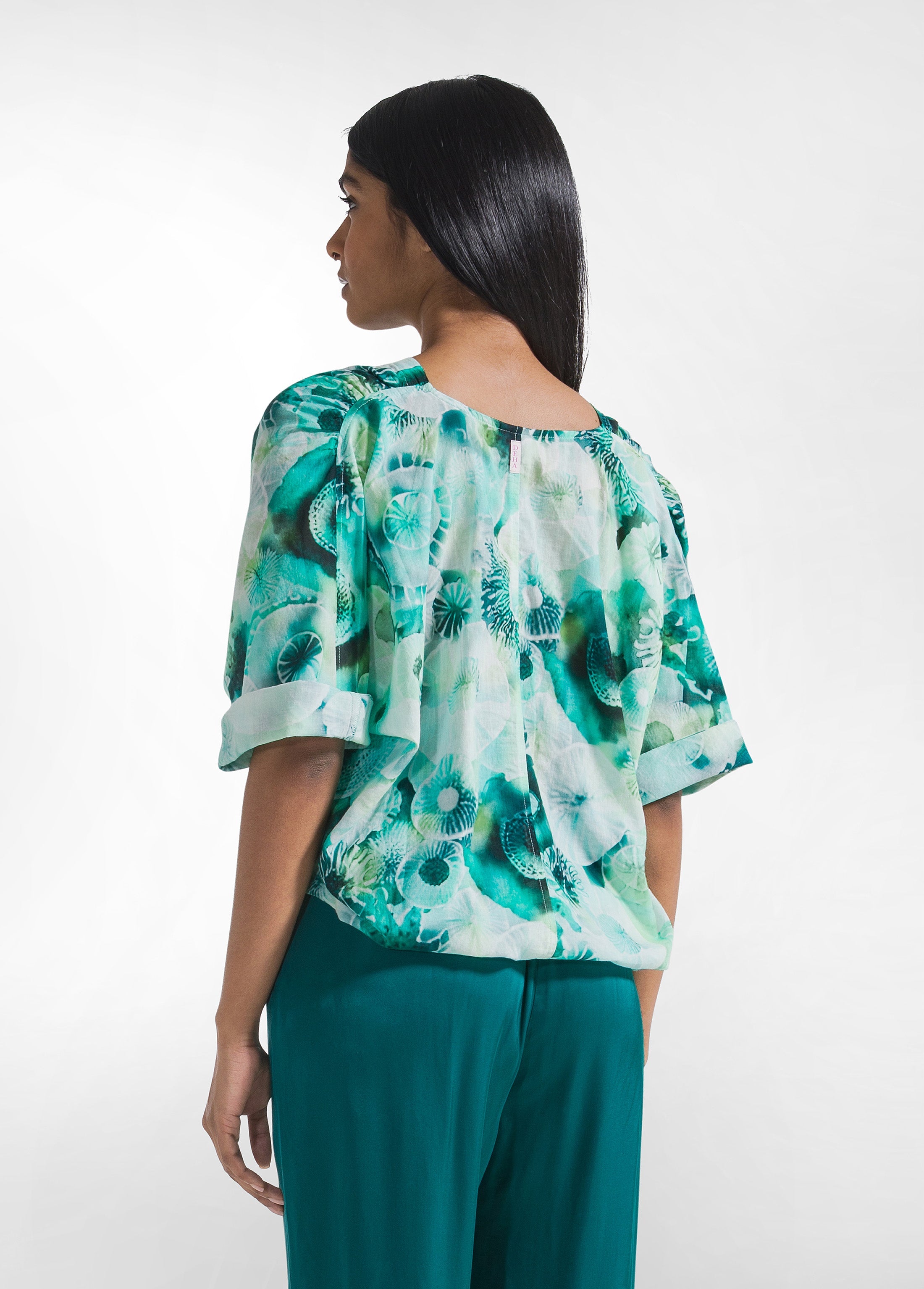 deha-blusa-all-over-in-mussola-di-cotone-blu image 2