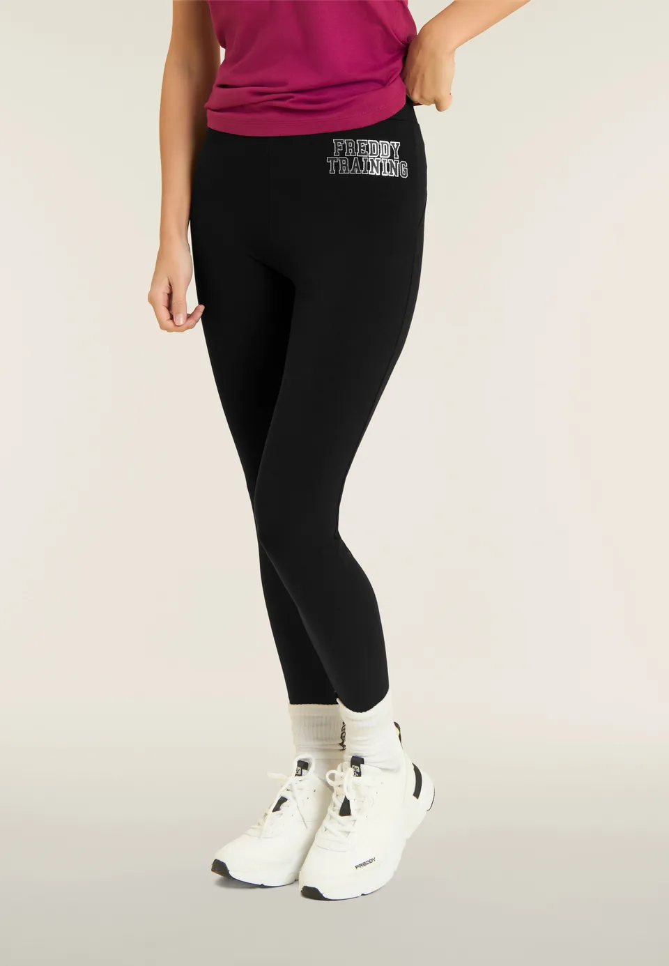 freddy-training-leggings-7-8-vita-alta-con-carr-e-stampa-glitter image 1
