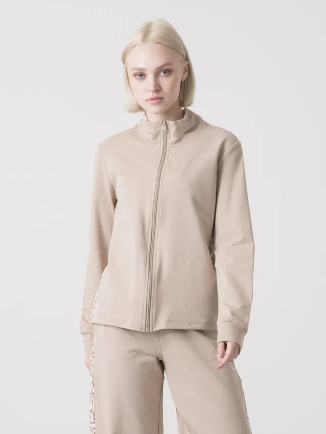felpa-donna-full-zip-stretch-dimensione-danza-con-inserti-animalier image 1