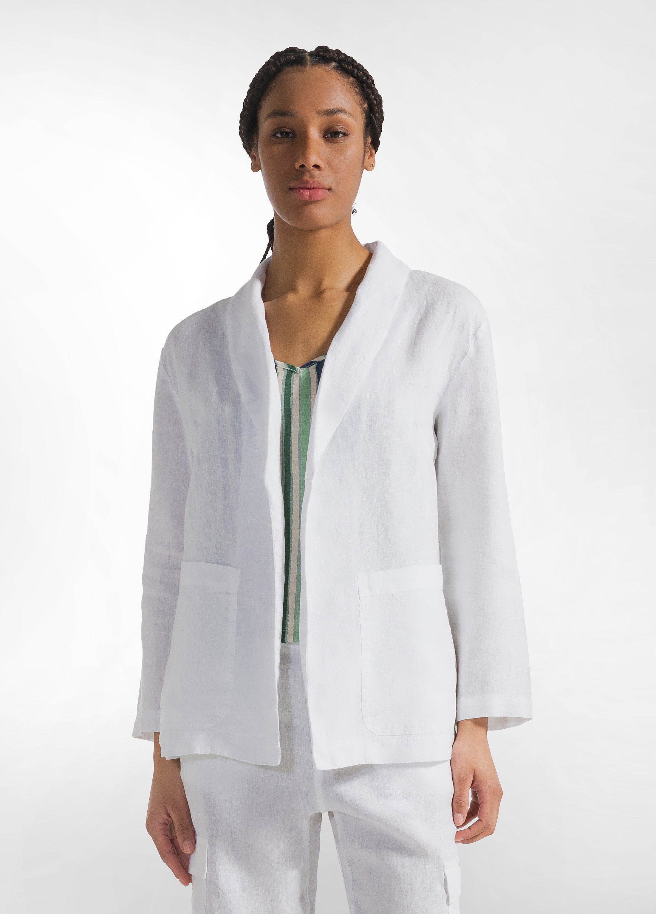 deha-a00580-blazer-in-lino-bianco-destrutturato image 1