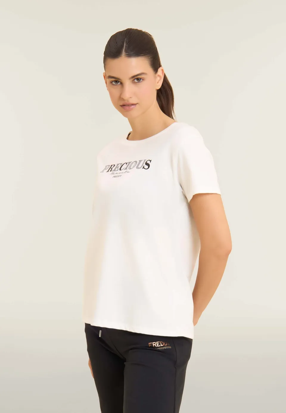 freddy-t-shirt-precious-moments-in-strass-cotone-supima-donna image 1