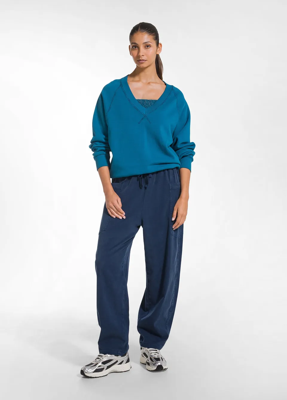 deha-pantalone-balloon-in-twill-di-lyocell-blu-d52349 image 1